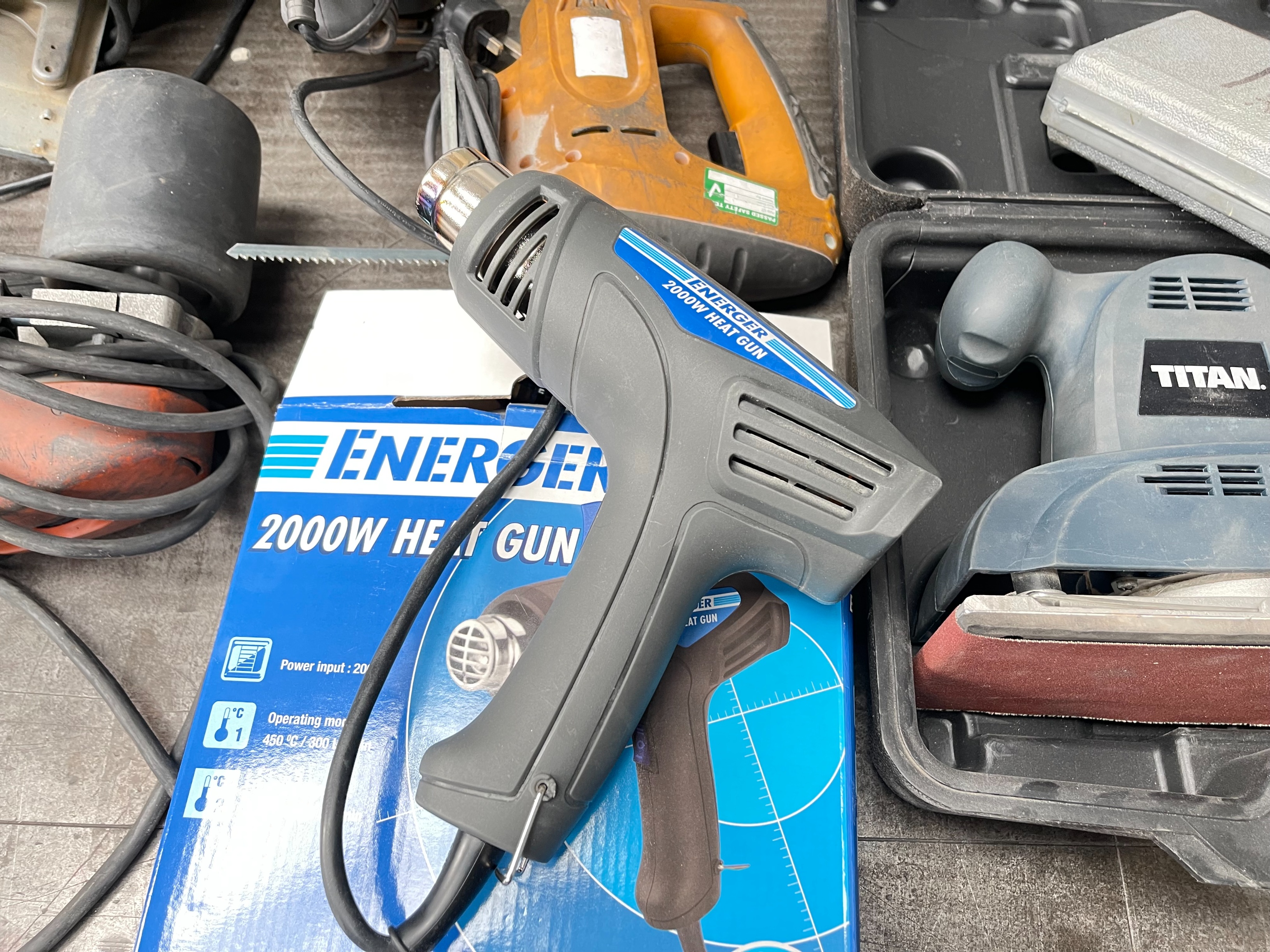 Qty of Jigsaws, Circular Saw, Heat Gun and Titan Sander