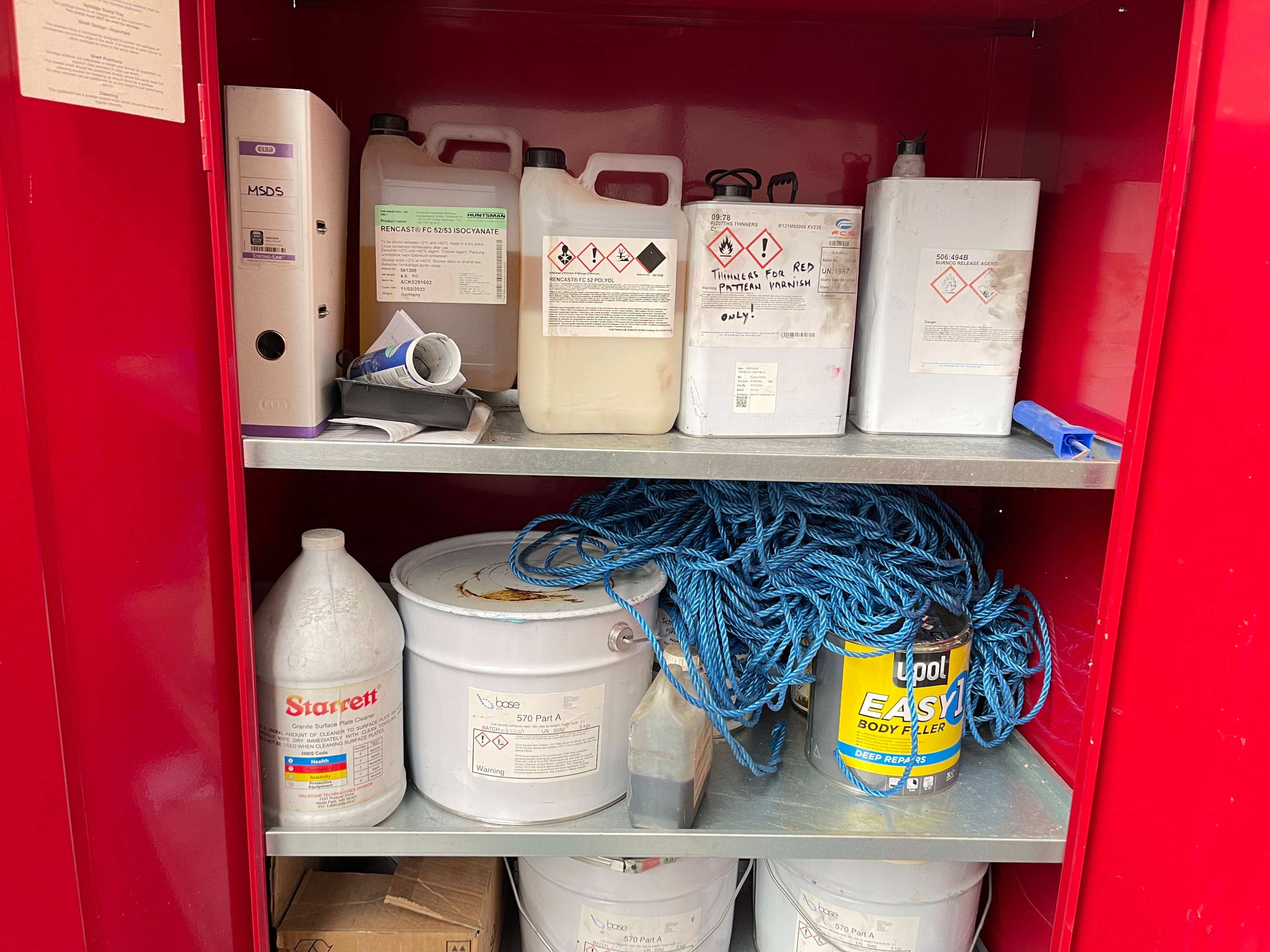 Cupboard with Qty of Paints, Body Filler