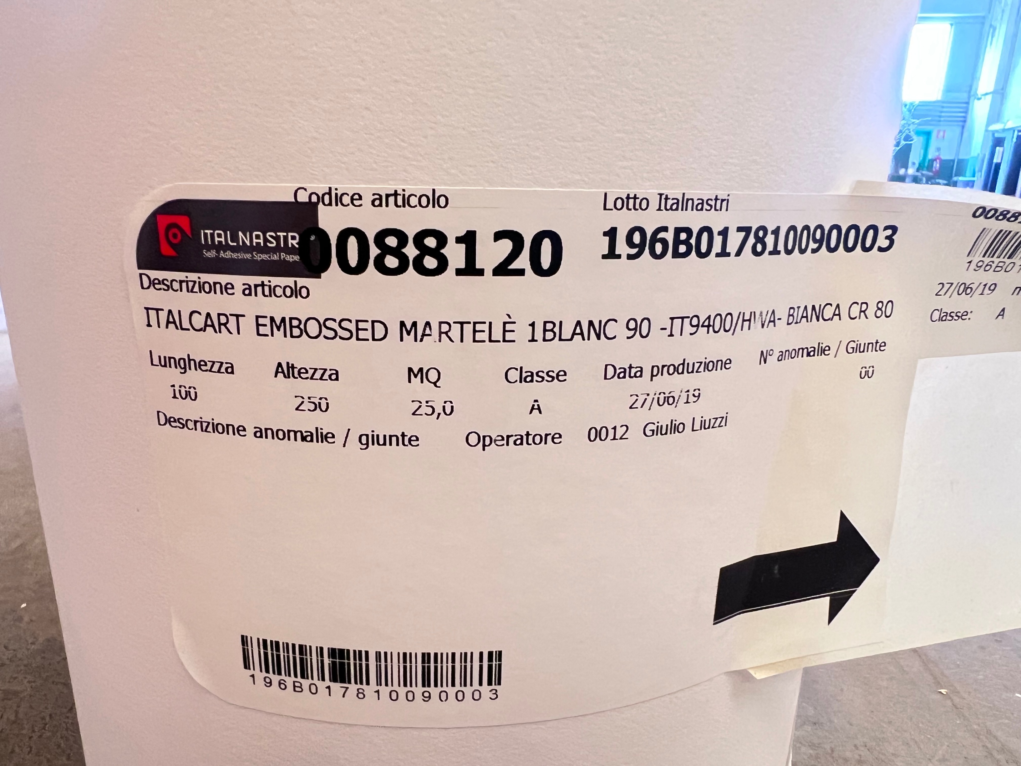 (0088120) Italcart Embossed Martele 1Blanc 90 -IT9400/HWA - Bianca CR 80