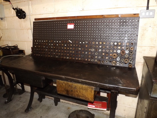 Hole Board containing Schaublin 20mm collets for Schaublin 102 precision Lathe