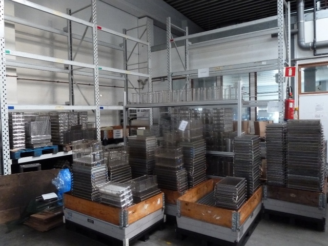 Stainless Steel Bench with Qty Baskets and (2) Bays of Racking