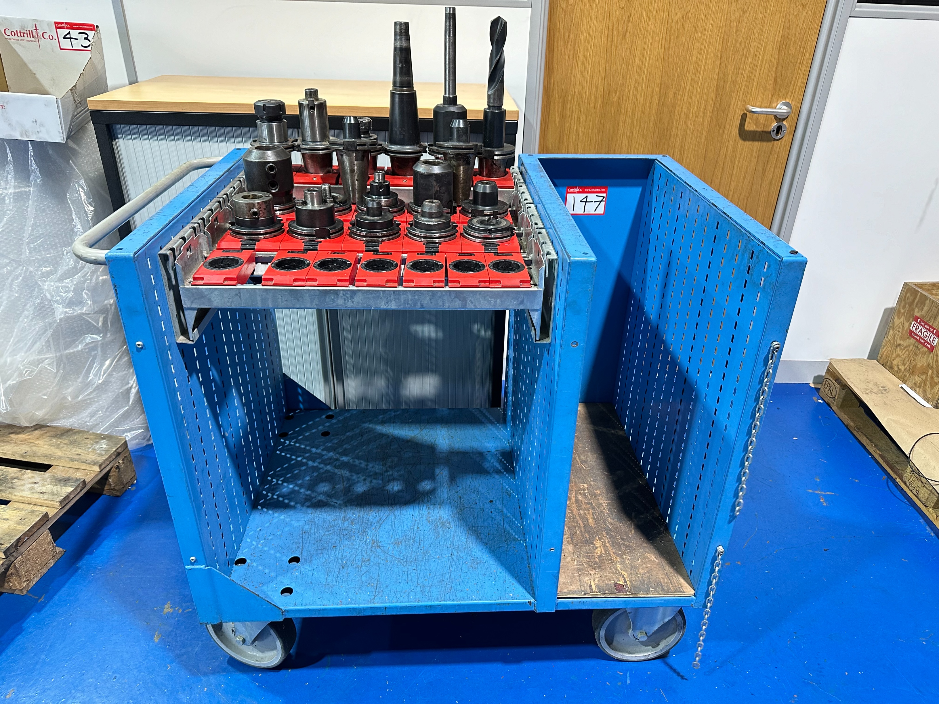 Mobile Tooling Trolley with Various CAT50 Spindle Tooling