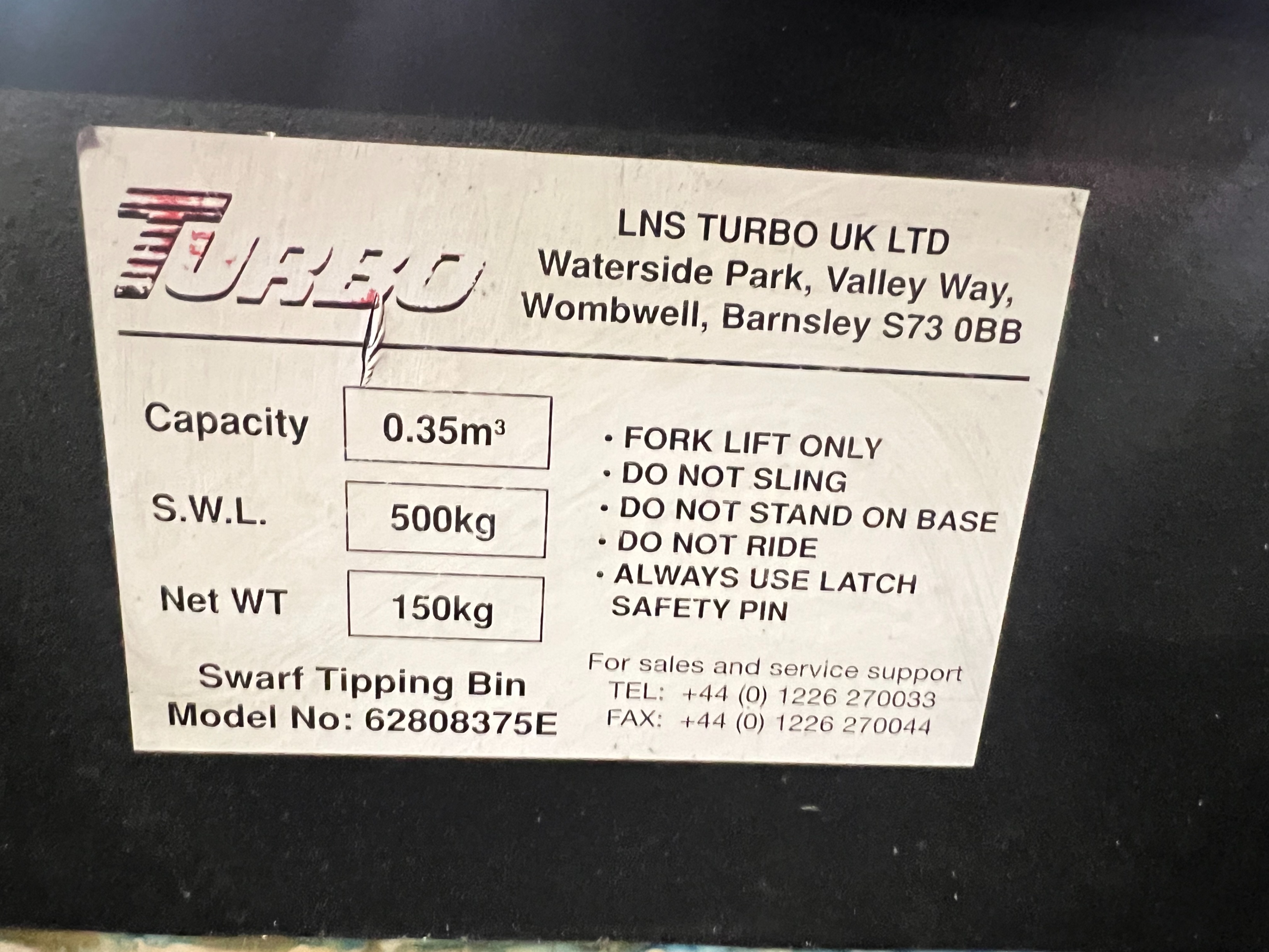 Mobile Fork Lift Truck Tipping Skip