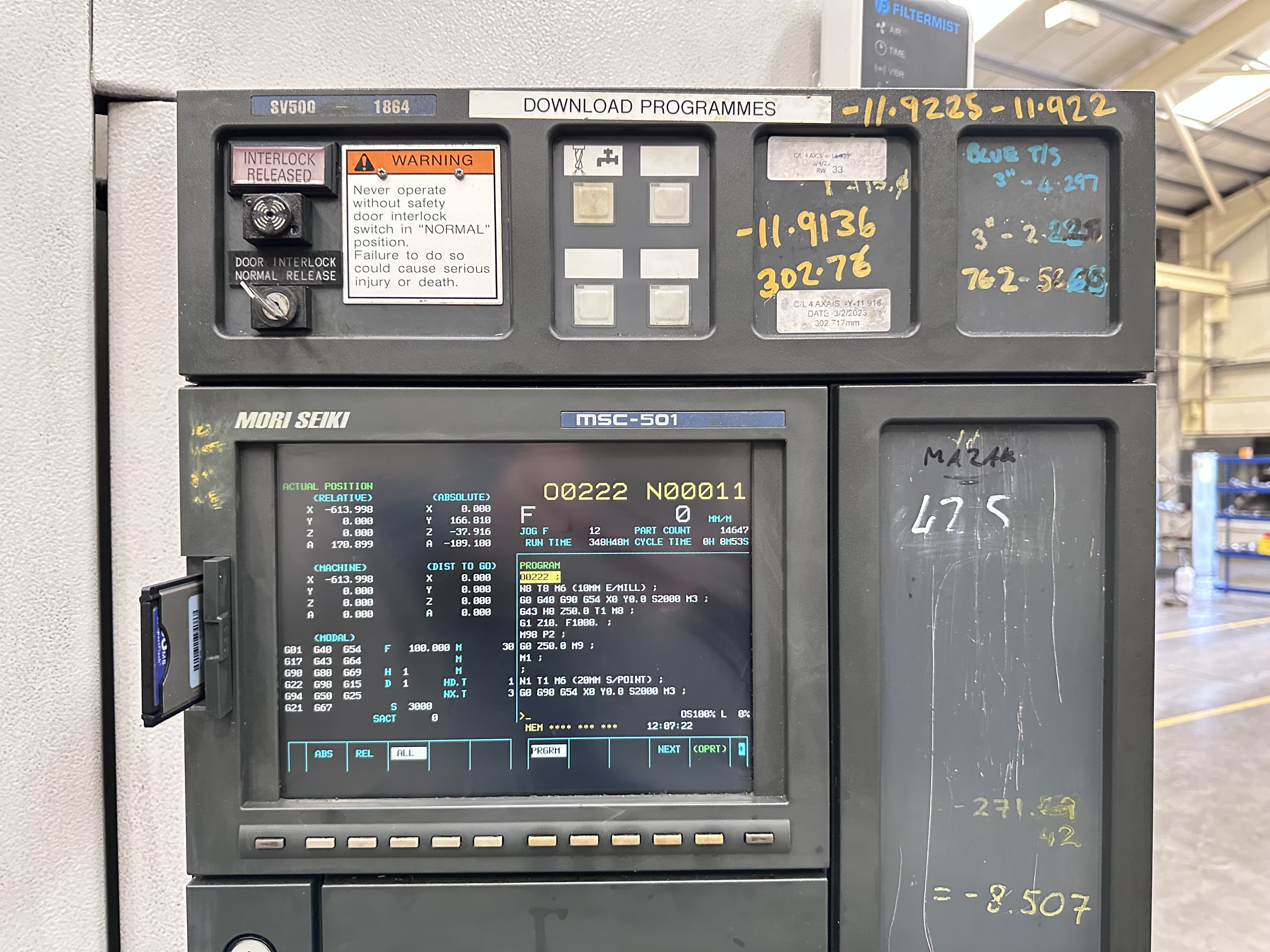 Mori Seiki SV-500/50 4 Axis Vertical Machining Centre 
