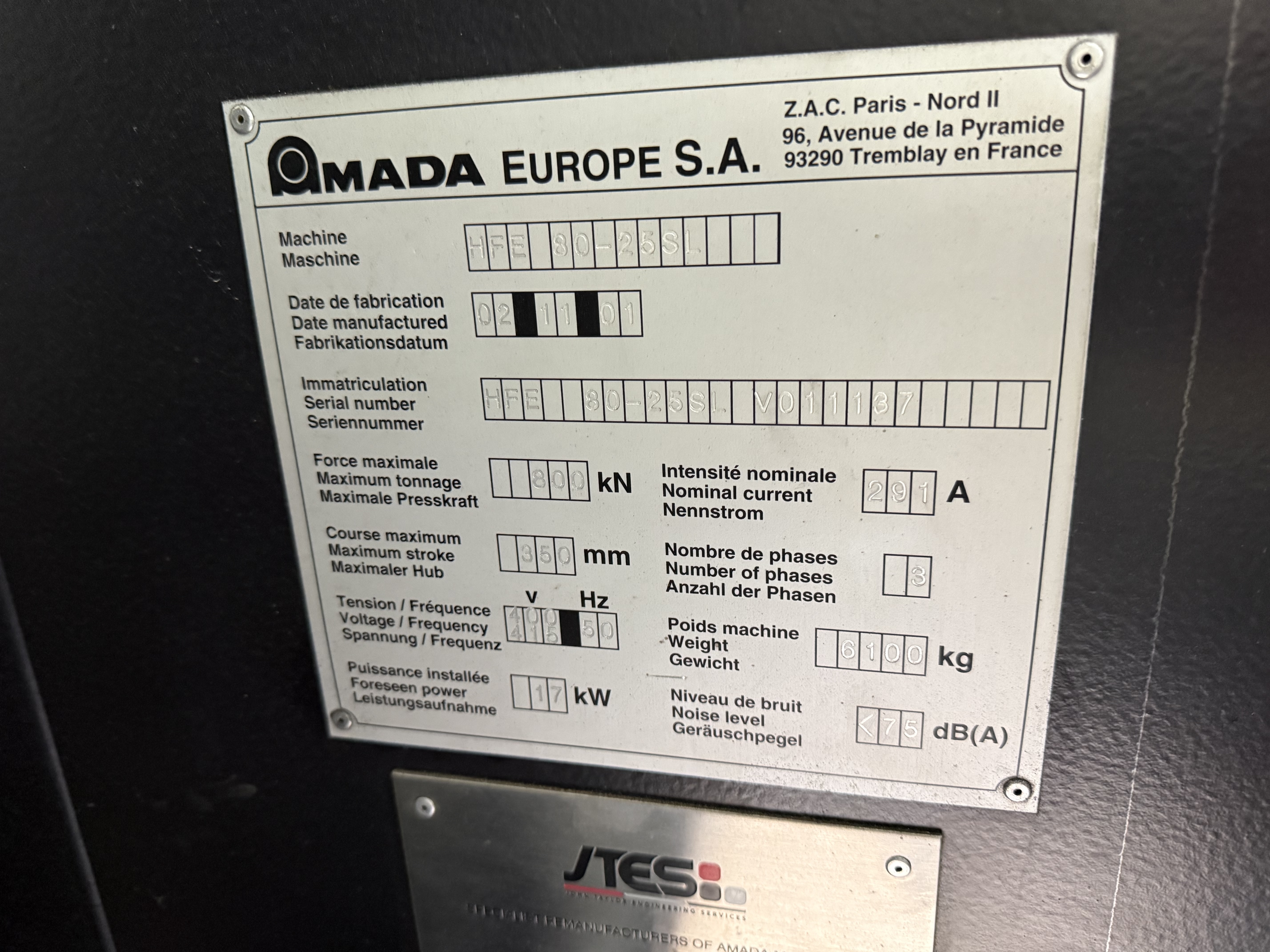 Amada HFE 80-25 SL Hydraulic Press Brake (2001)