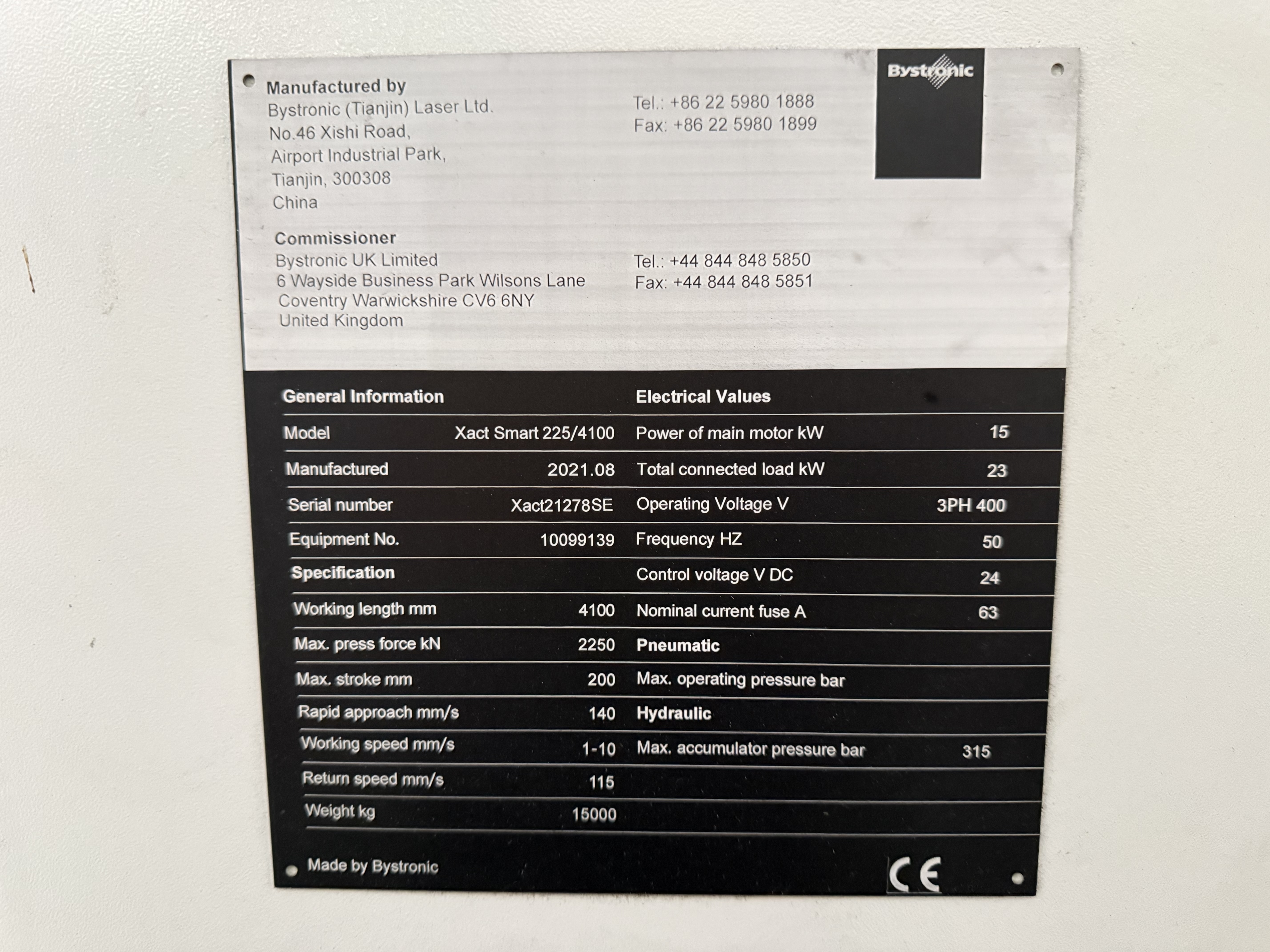 Bystronic Xact Smart 225/4100 Hydraulic Press Brake (2021)