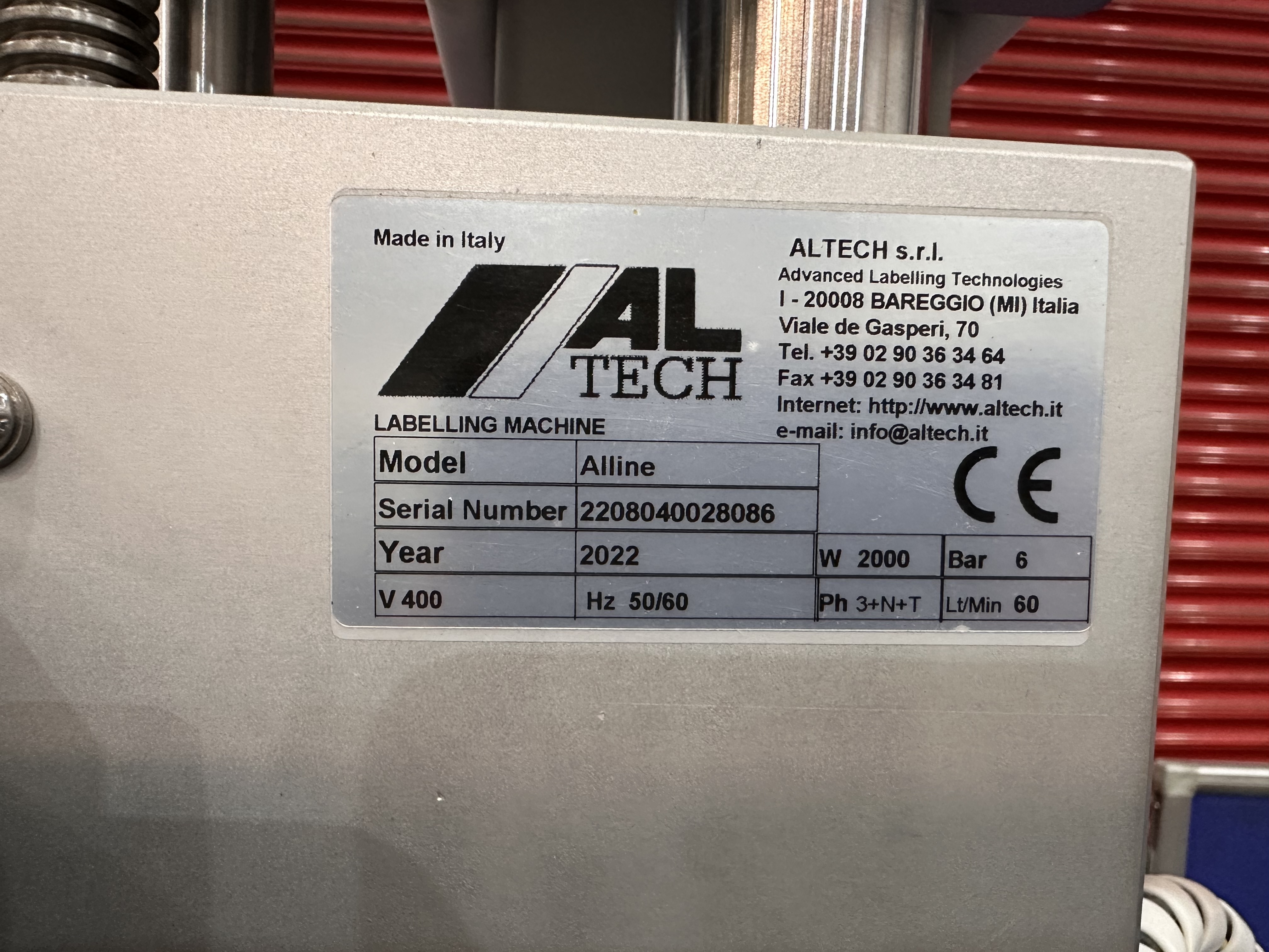 AL Tech Alline Drinks Labelling System (2022)