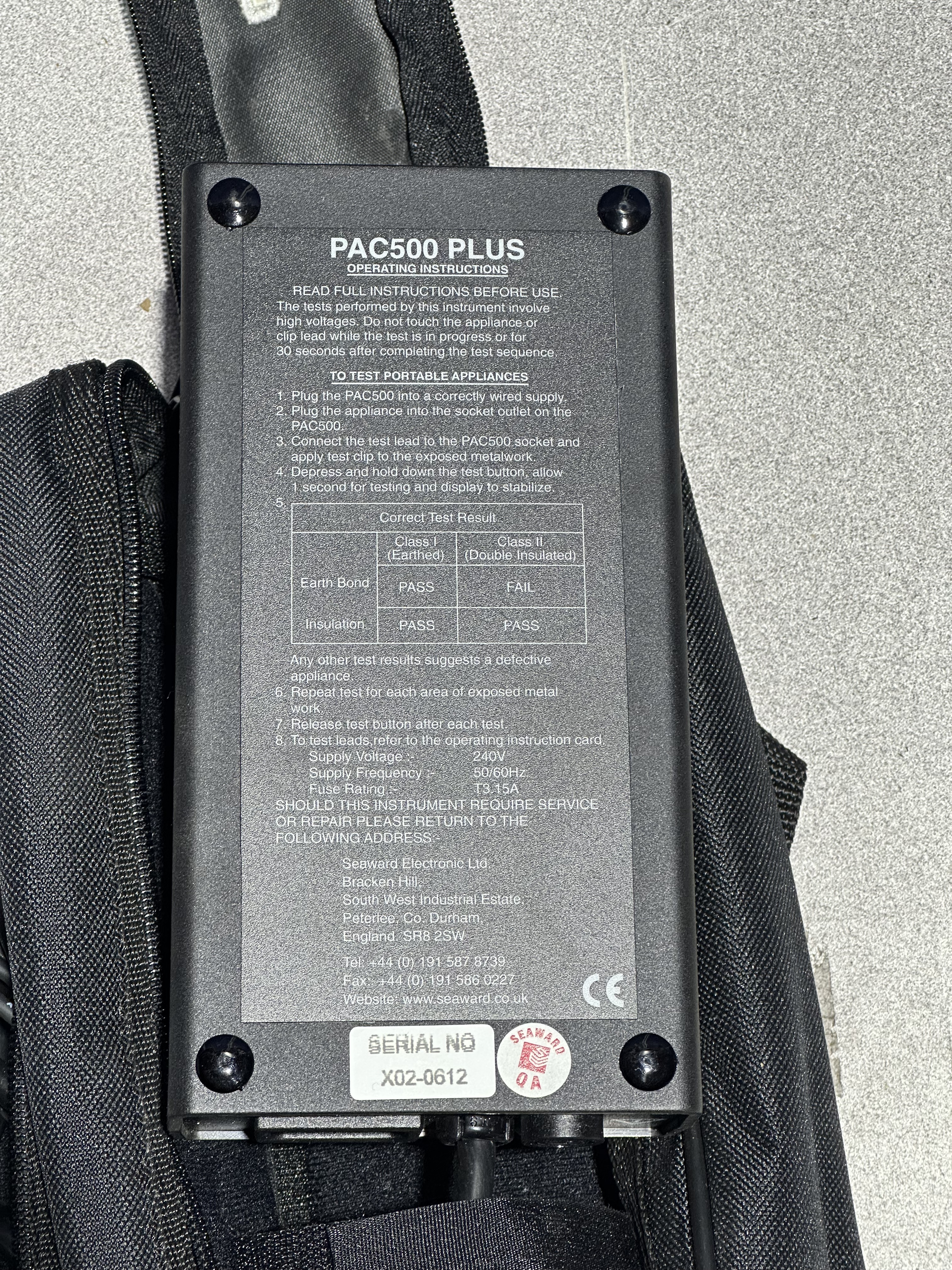 Seaward Portable Appliance Check, 1 x PAC 1500Xi, (1) x PAC 500