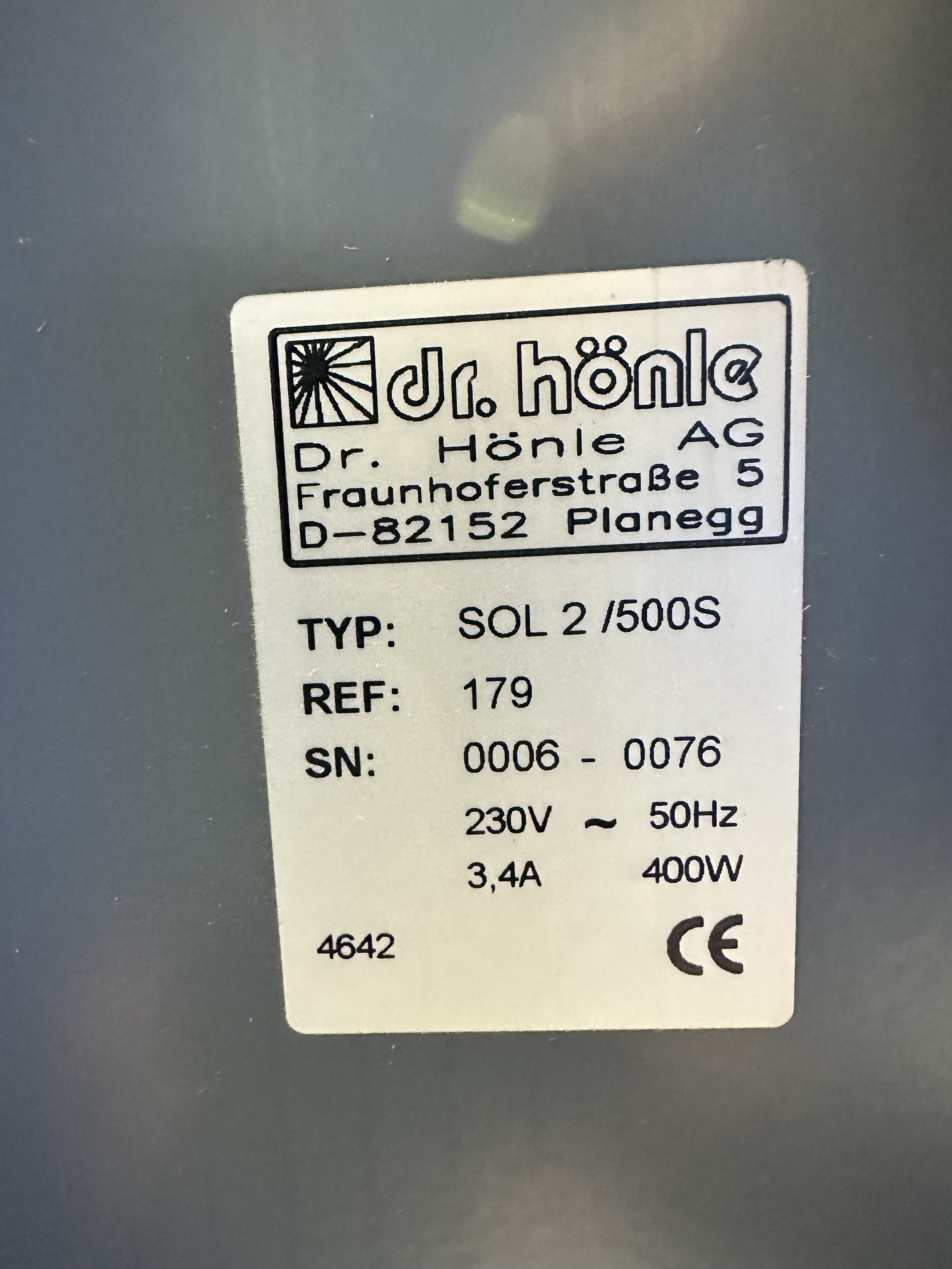 DR Honle SOL2/500s Sunlight Simulator