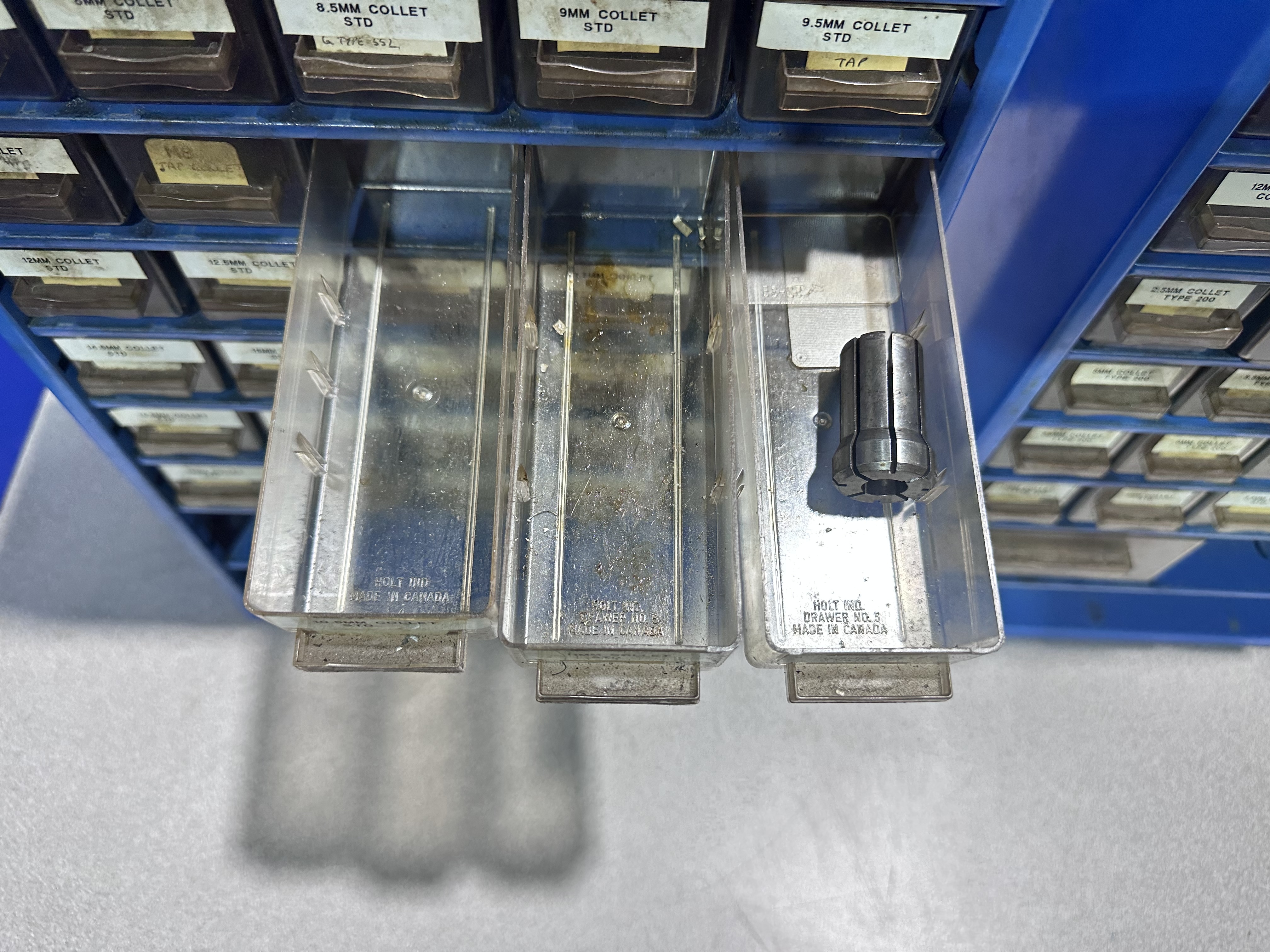 (3) x Storage Boxes with Various Collets