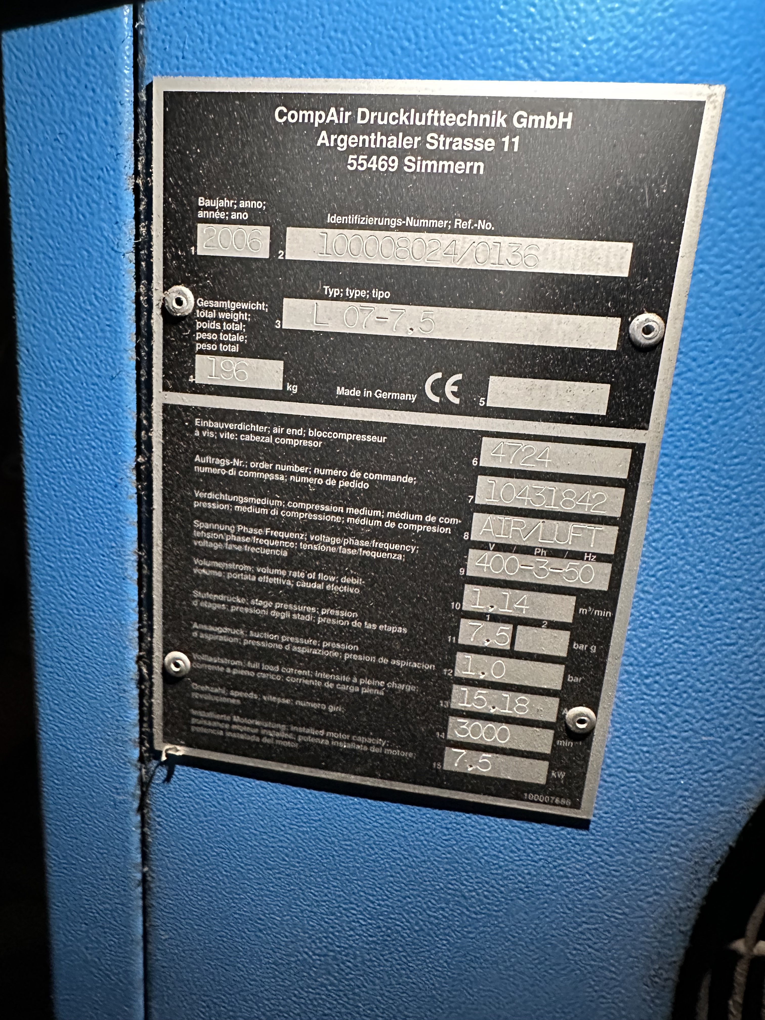 CompAir L07 - 7.5 Rotary Screw
