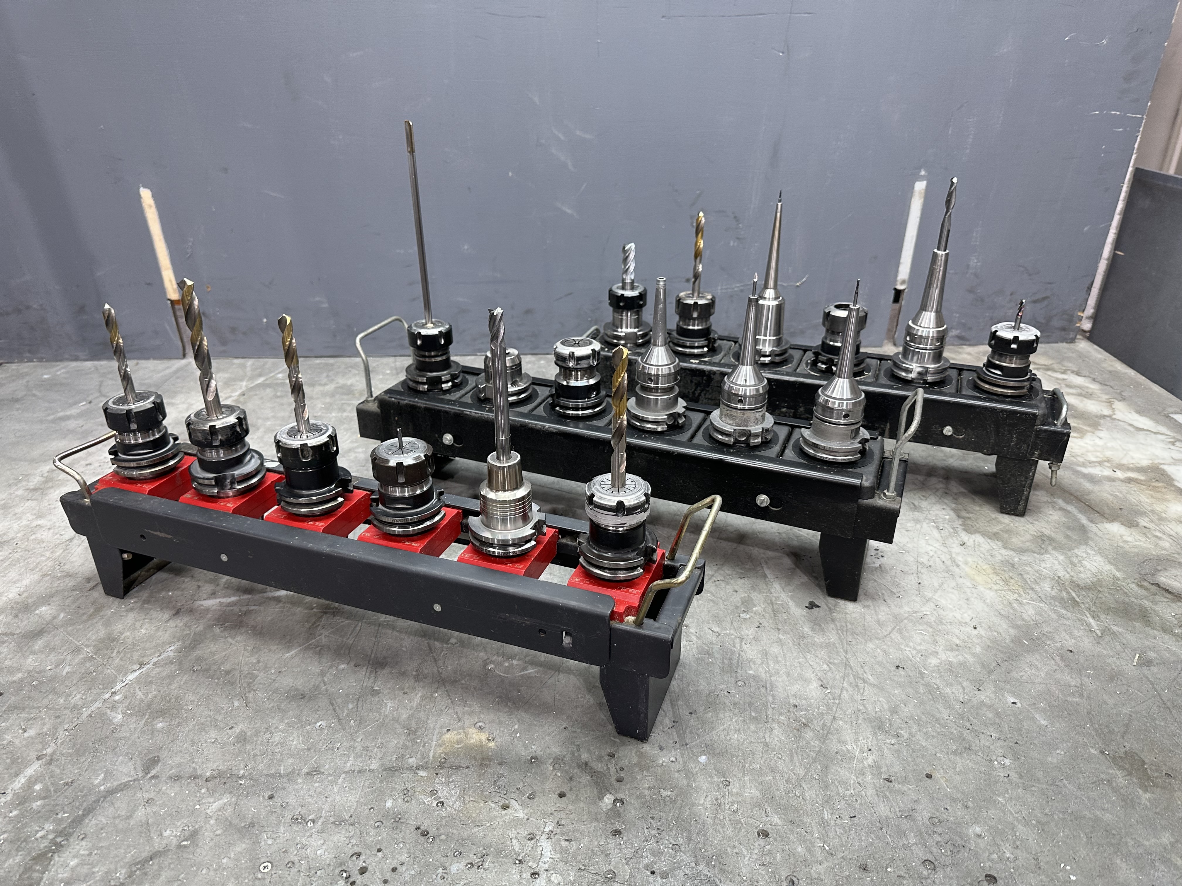 CAT40 Spindle Tool Holders with Various Cutter Holder Ends (3 x Tool Racks)