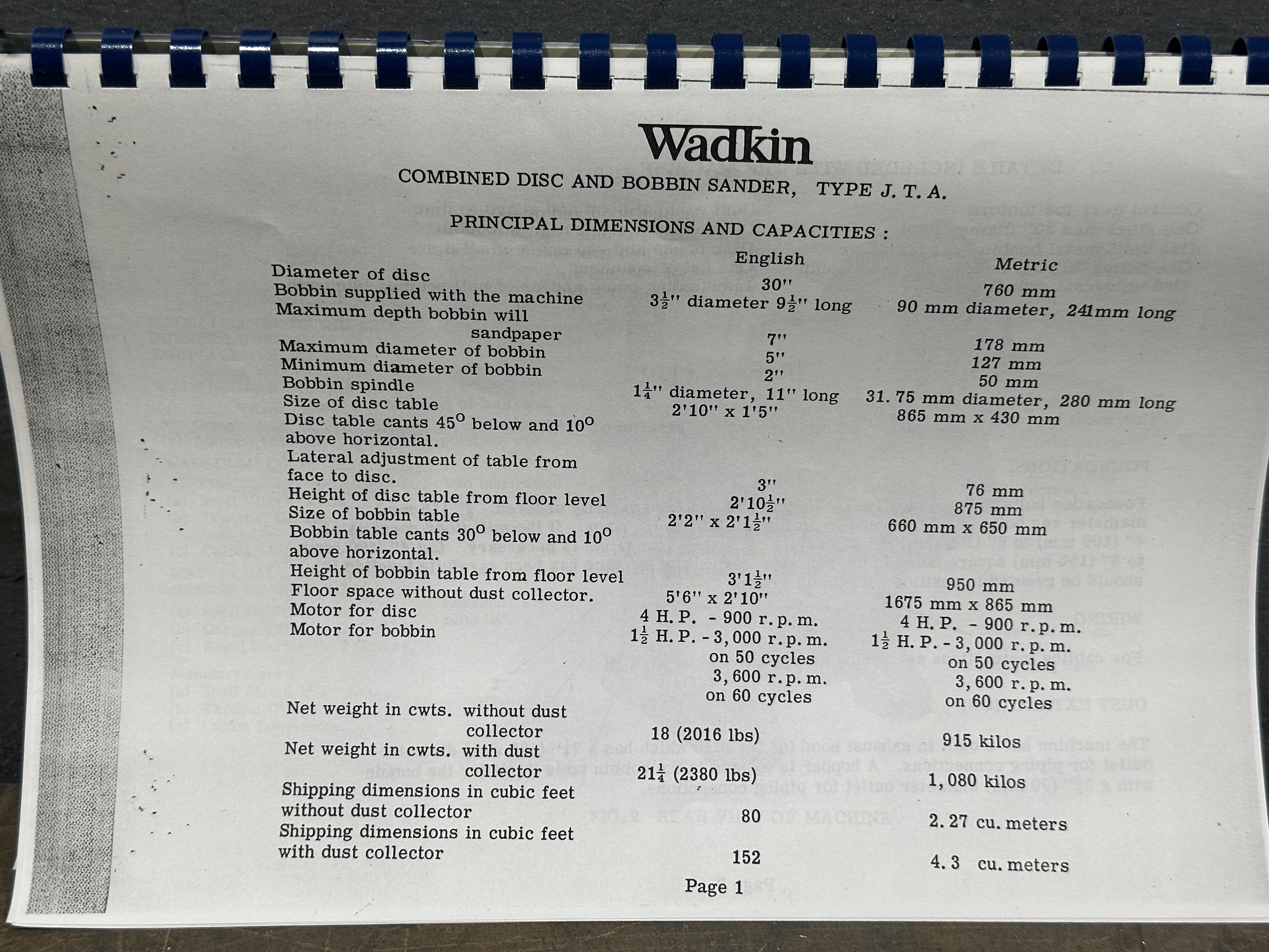 Wadkin Combined Disc & Bobbin Sander