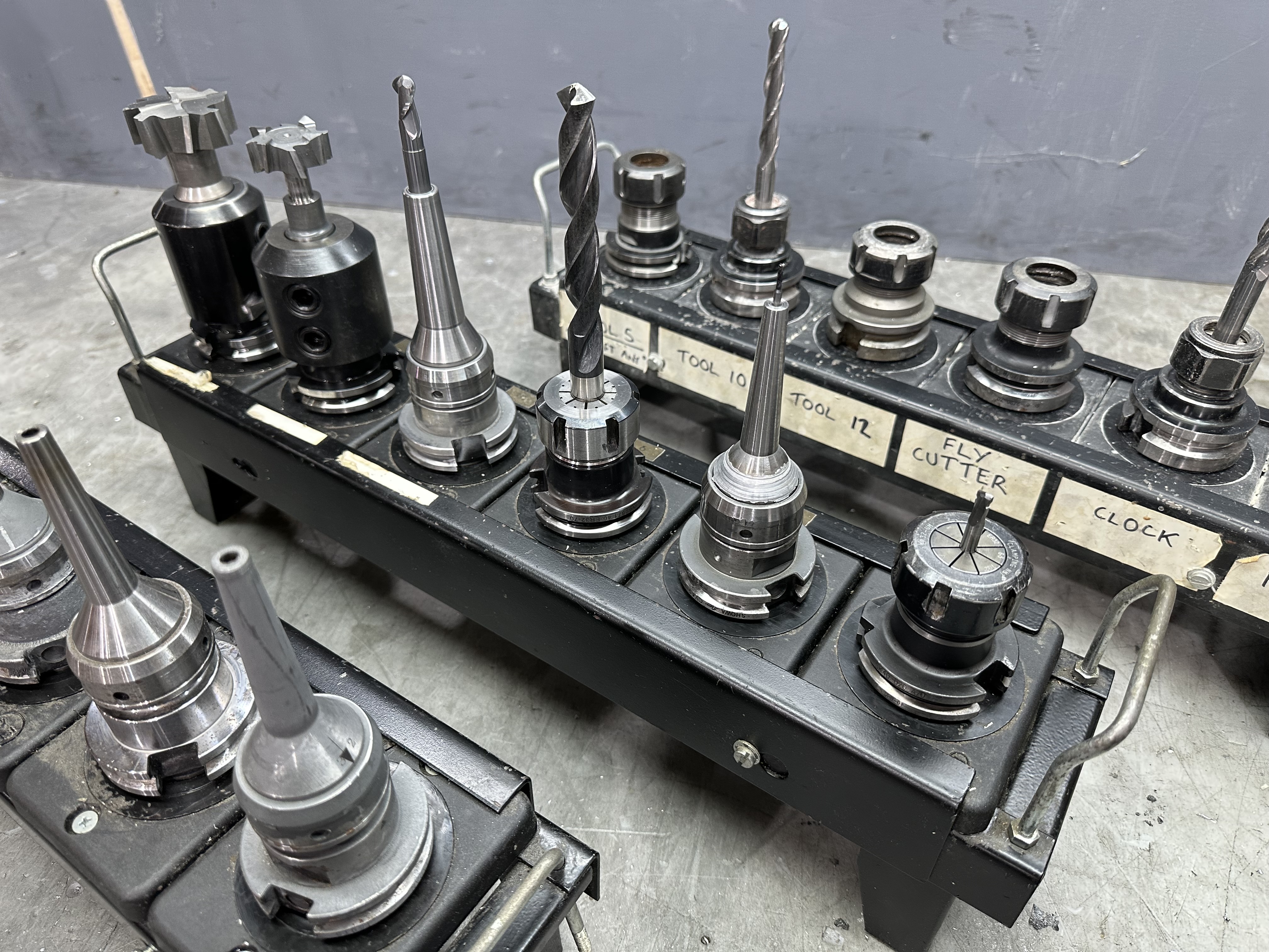 CAT40 Spindle Tool Holders with Various Cutter Holder Ends (3 x Tool Racks)