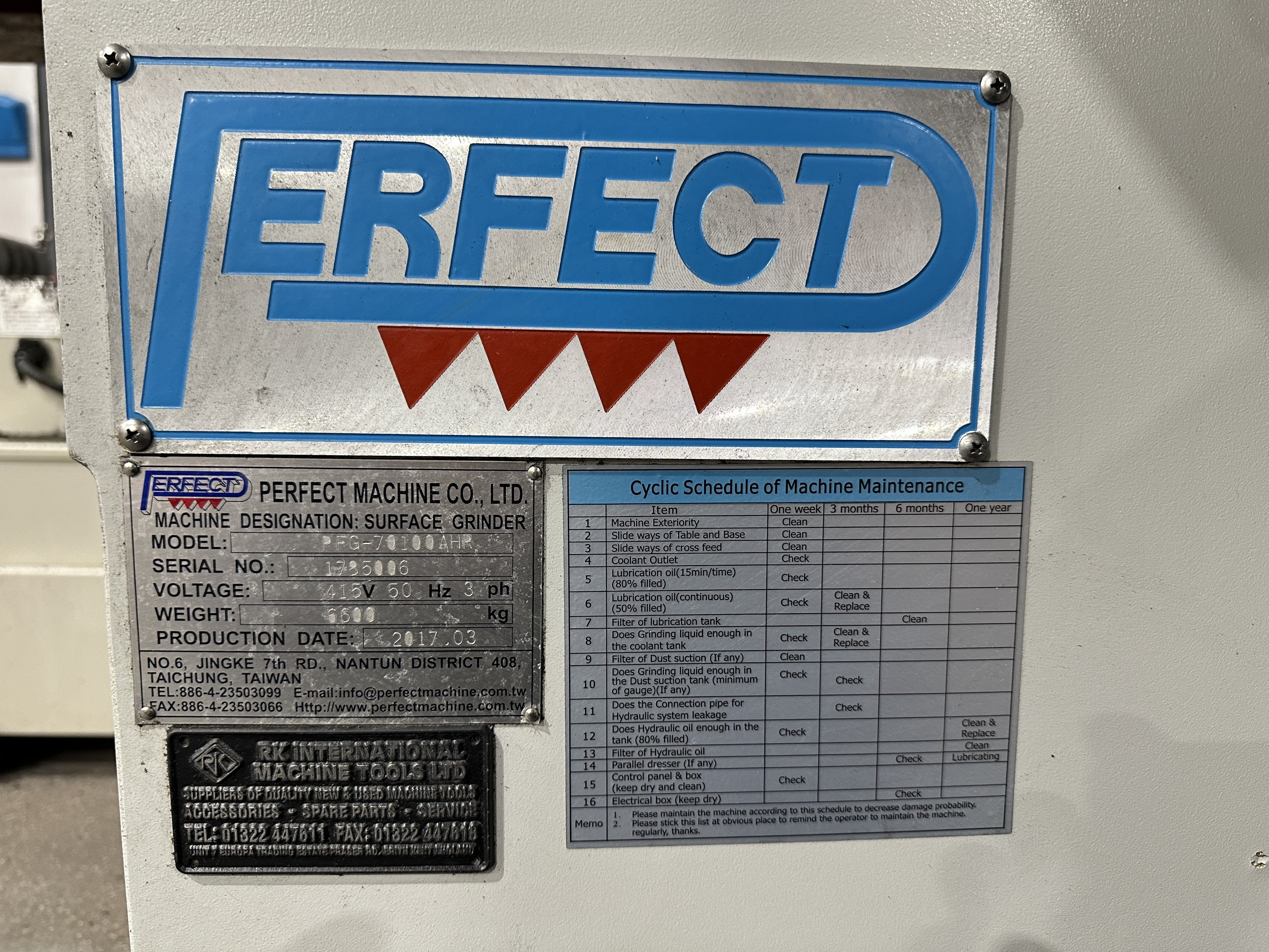 Perfect PFG - 70100 AHR Surface Grinder (2017)