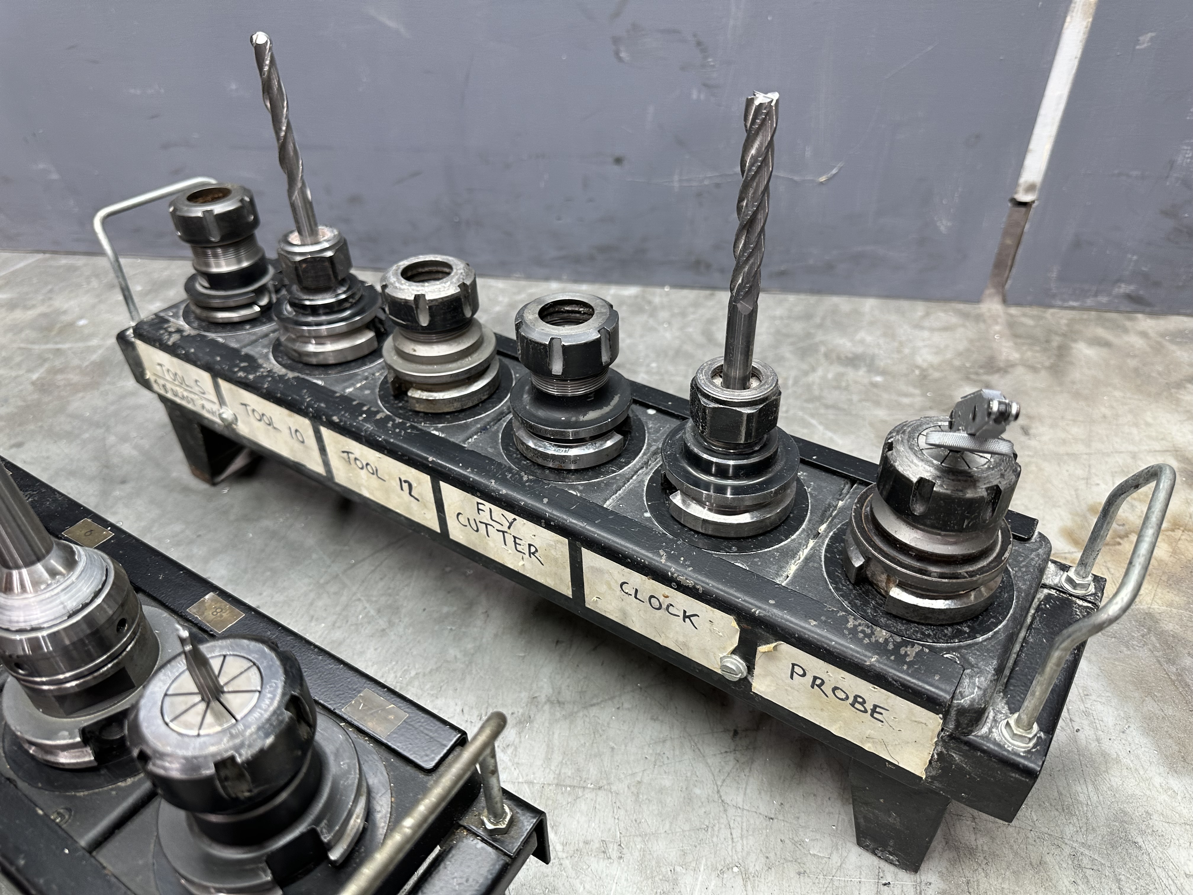 CAT40 Spindle Tool Holders with Various Cutter Holder Ends (3 x Tool Racks)