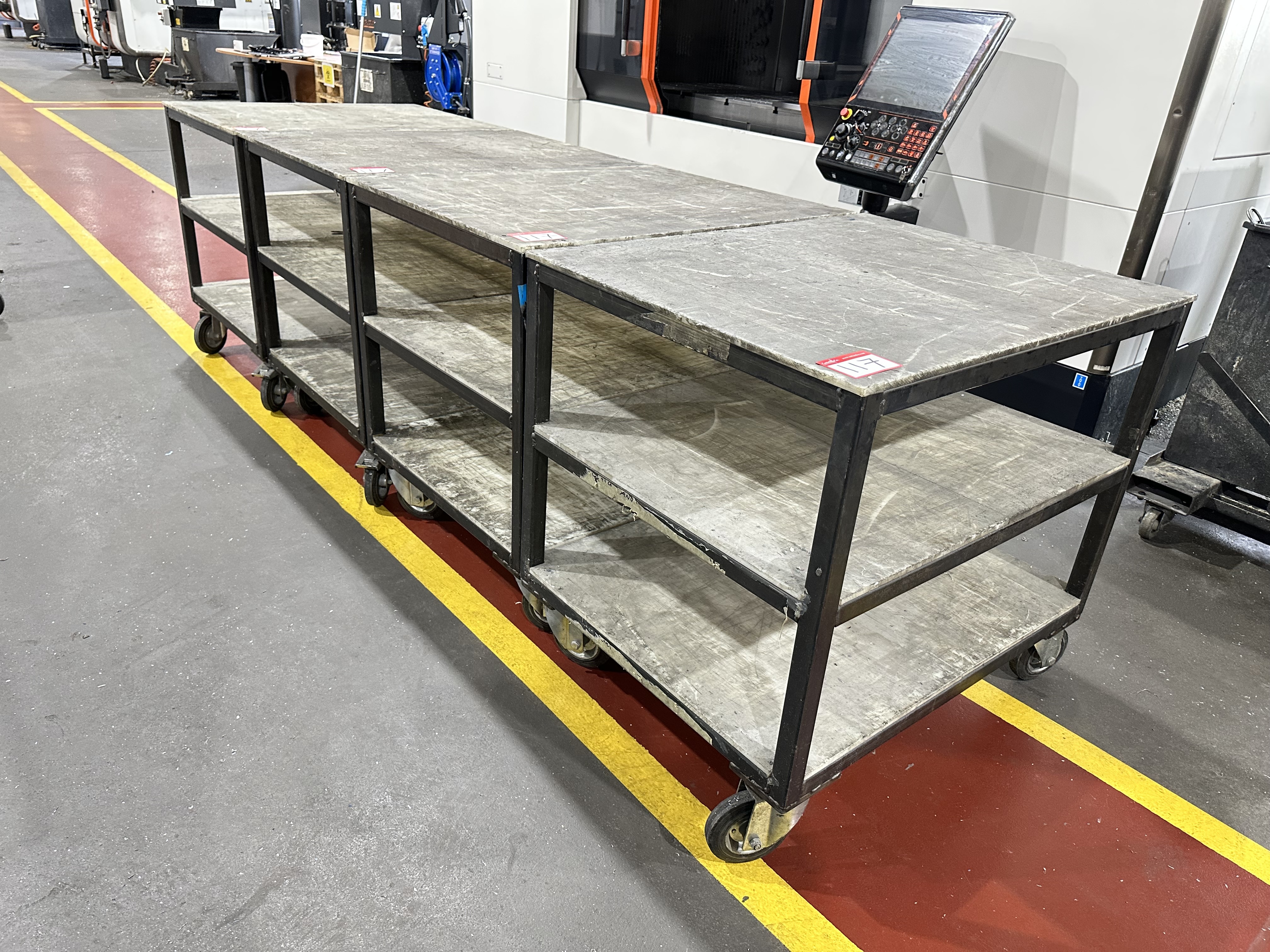 Nylon Topped 2 Shelf Mobile Trolleys (Qty 4), Size 1100 x 800 x 950mm
