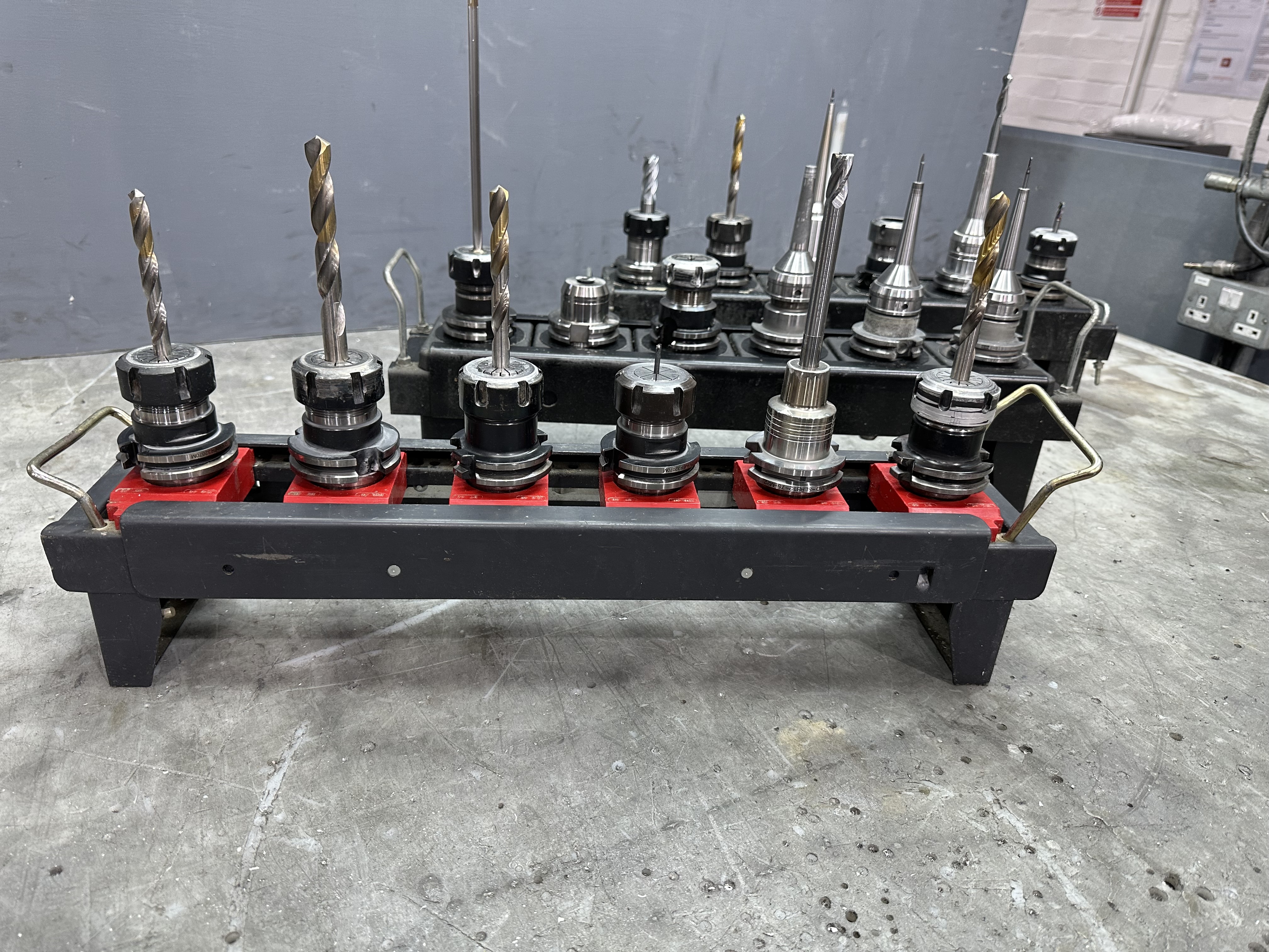CAT40 Spindle Tool Holders with Various Cutter Holder Ends (3 x Tool Racks)