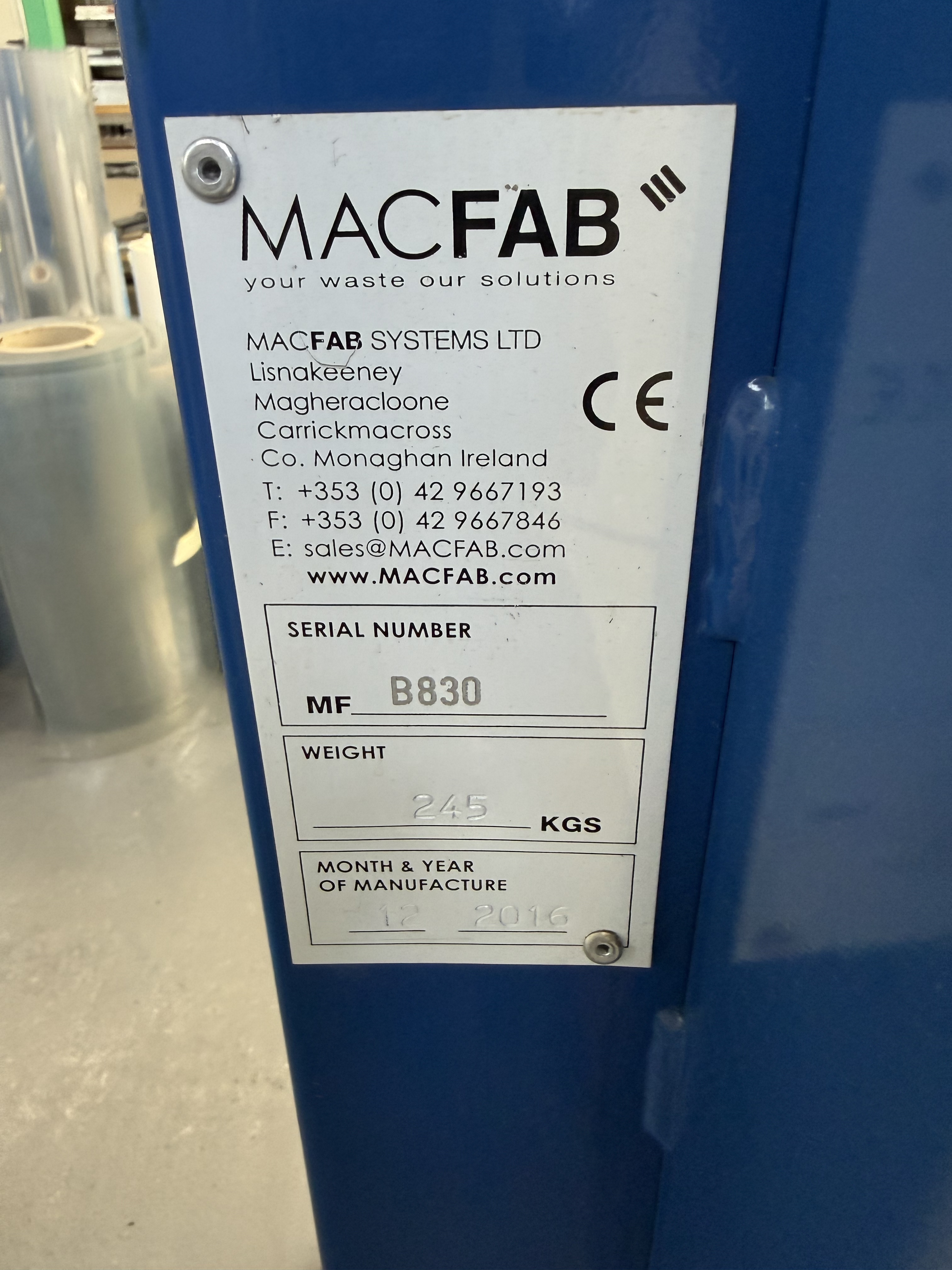 MacFab Waste Compactor / Bailer (2016)