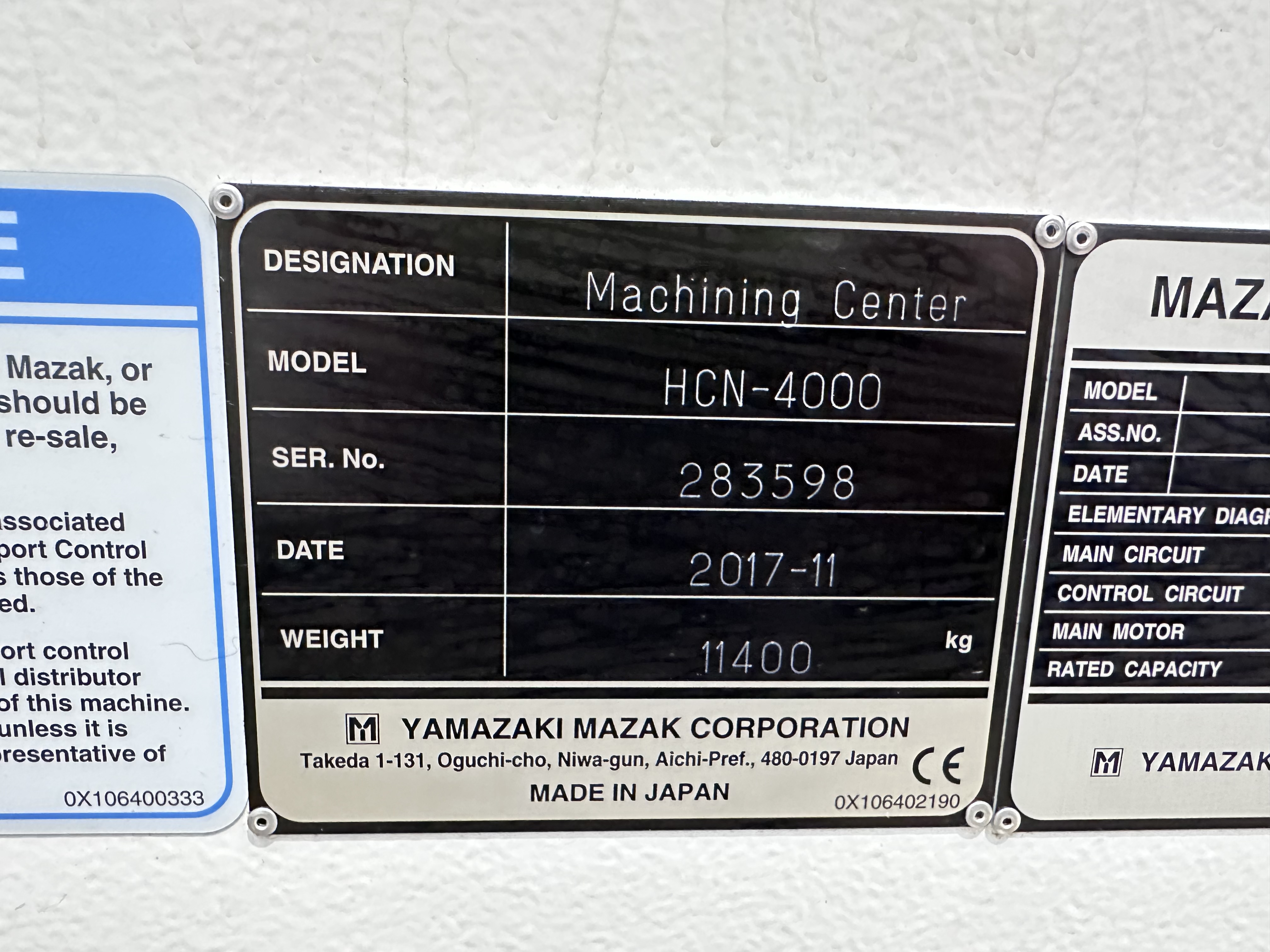 Mazak HCN - 4000 Machining Centre with Mazatrol Smooth G Control (11/2017)