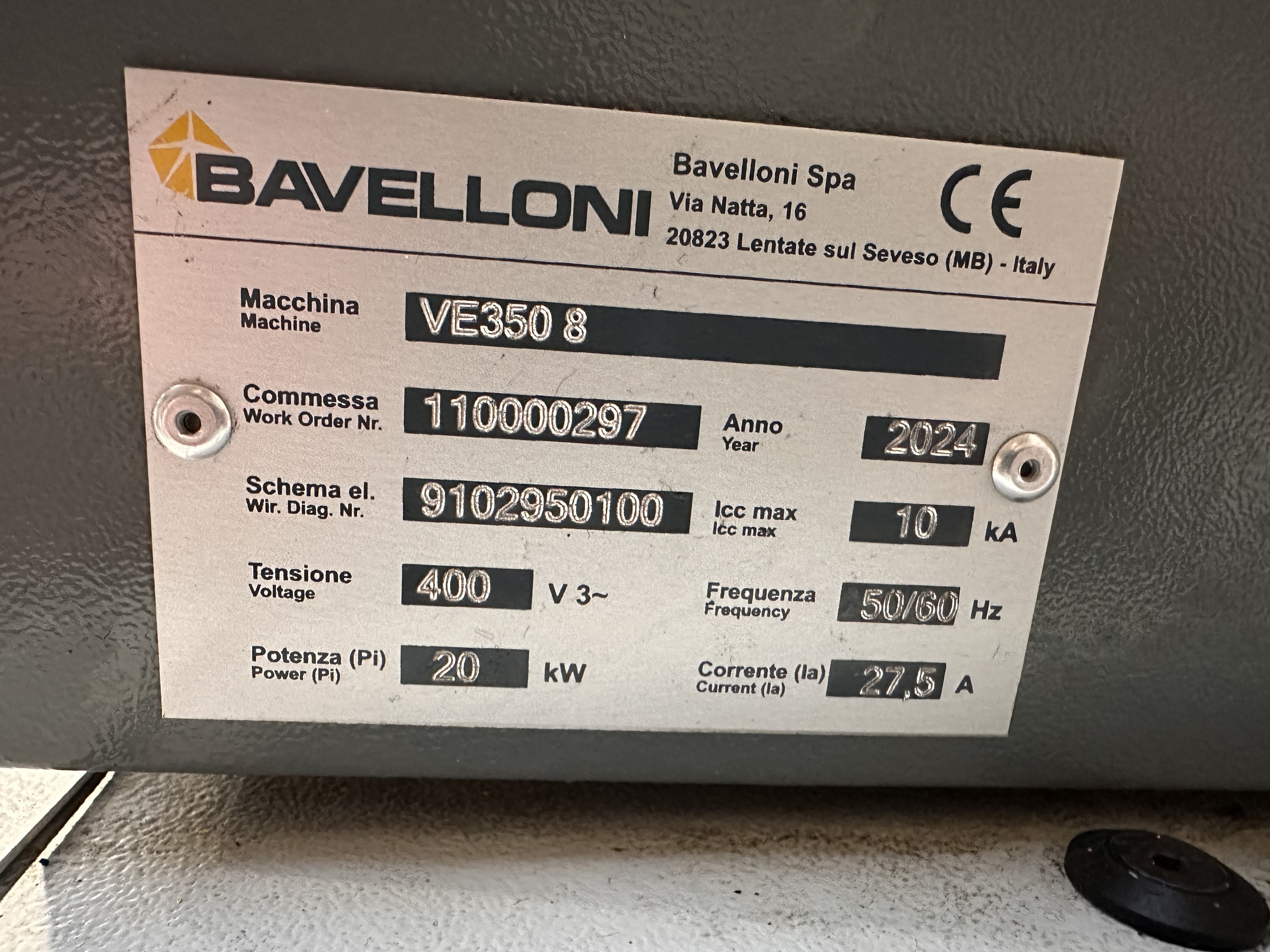 Bavelloni VE350-8 Straight-Line Vertical Edging Machine (2024)