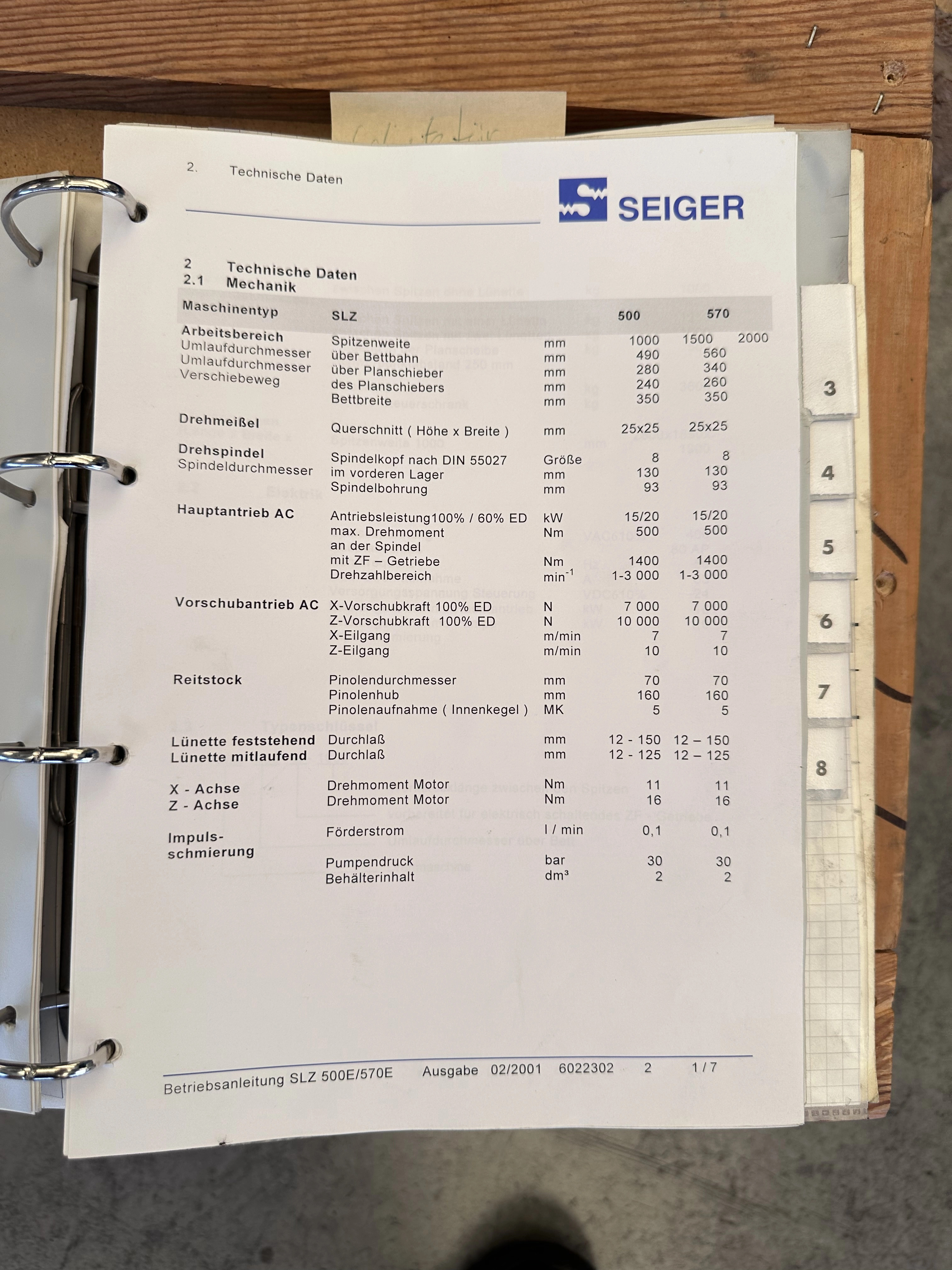 Seiger SLZ 500E NC Lathe with Siemens Sinumerik Control (2005)