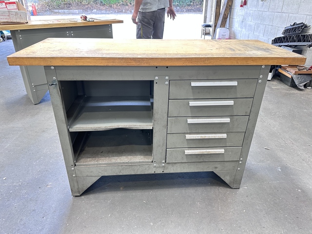 Wooden Top Work Bench 5 Drawer Cabinet 1370 x 510 x 870 