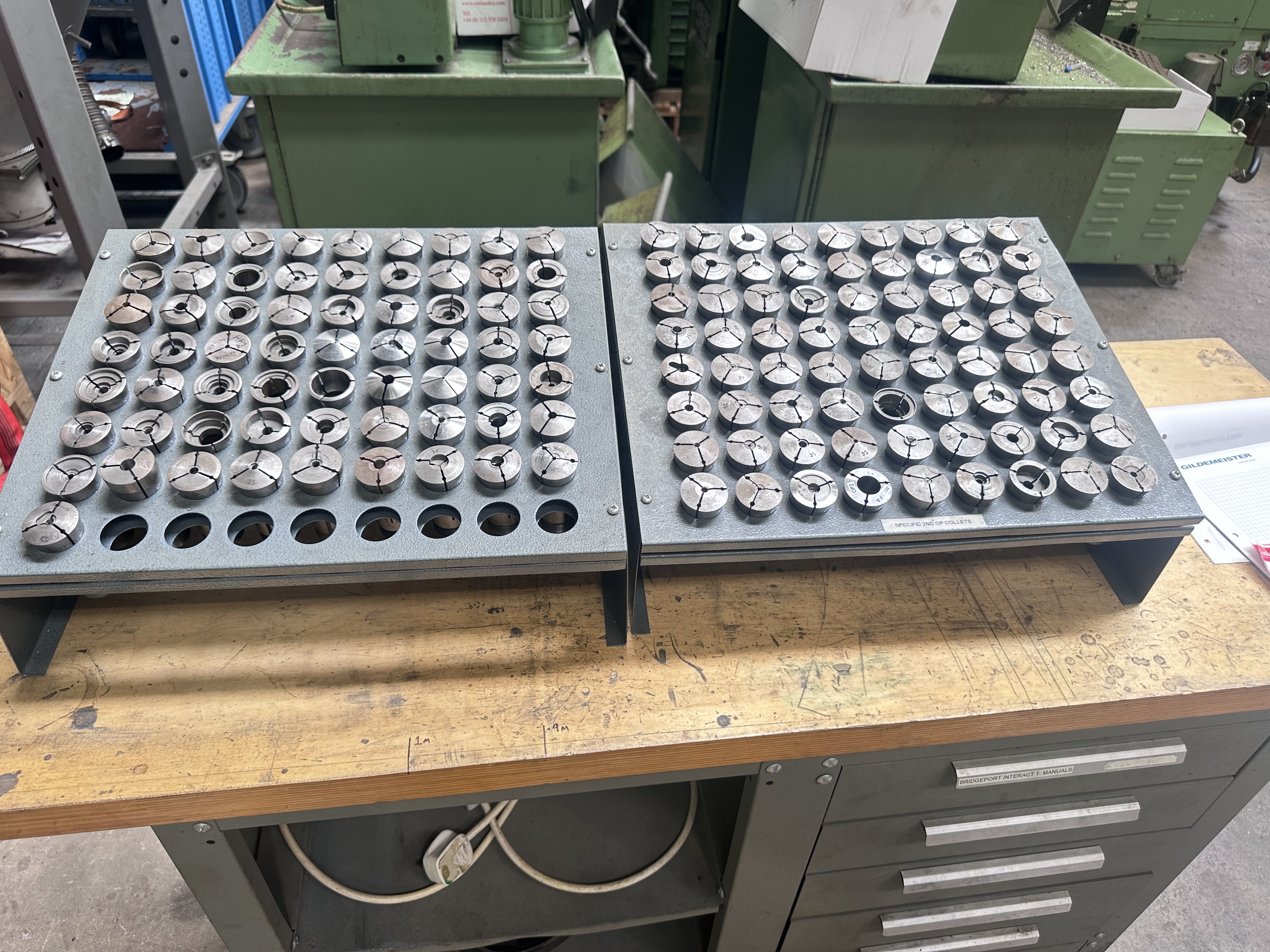 Selection of 5C Collets for Hardinge Lathe incl. Racks