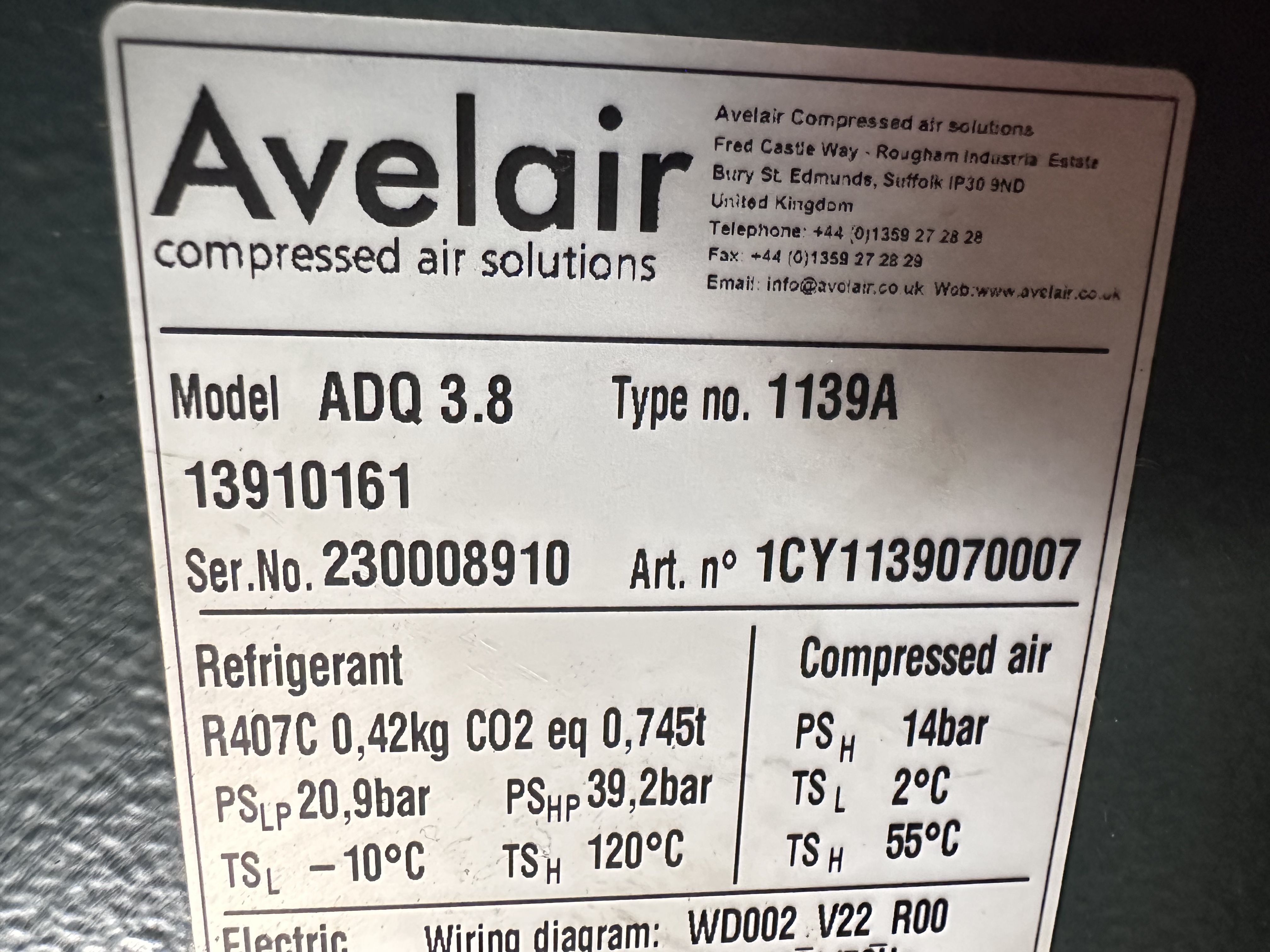 Avelair ADQ 38 Compressed Air Dryer (2023)
