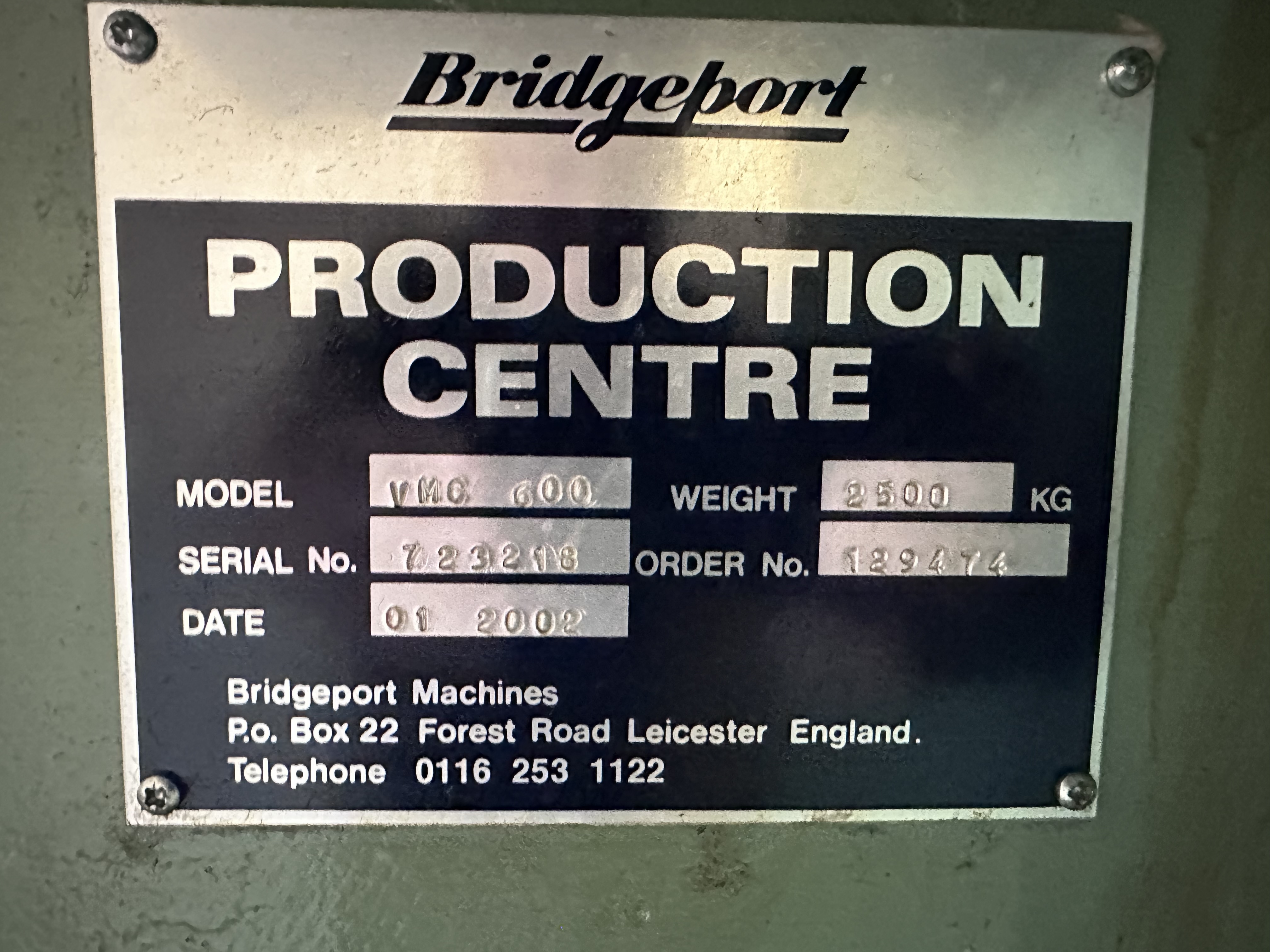 Bridgeport VMC 600 XP Vertical Machining Centre (2002)