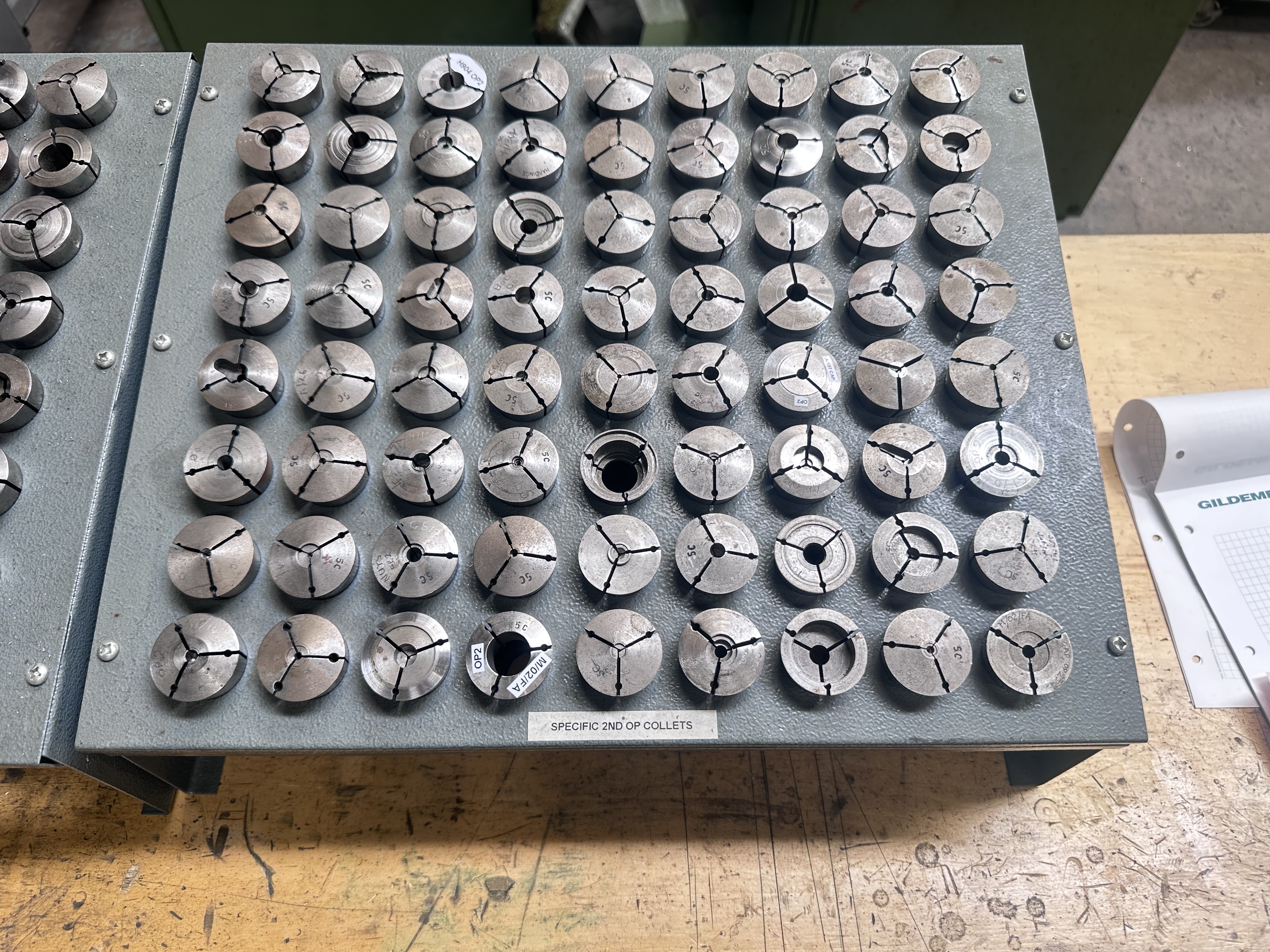 Selection of 5C Collets for Hardinge Lathe incl. Racks