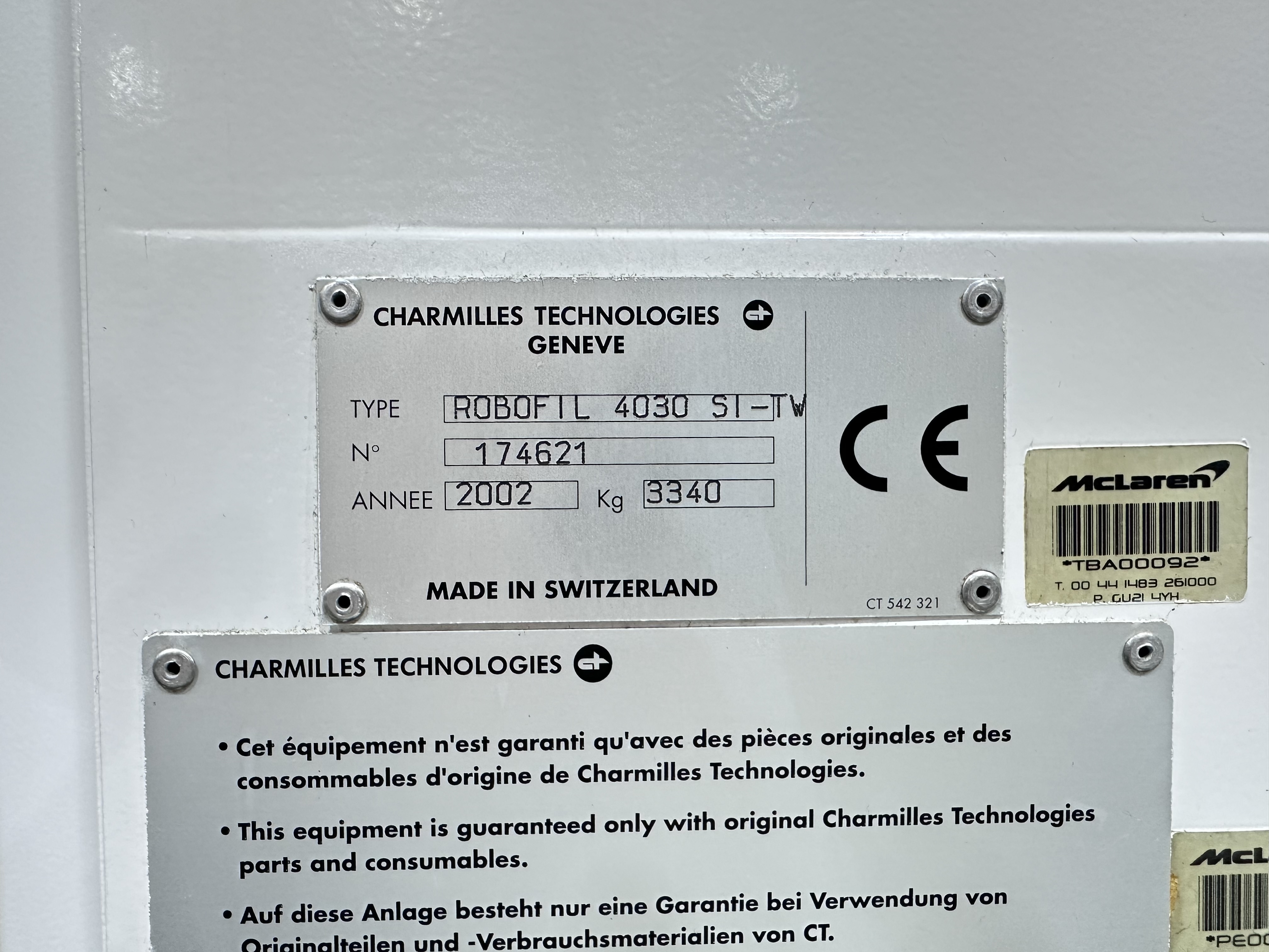 Charmilles Robofil 4030 SI-TW Wire-Cut Electro-Discharge Machine. (2002)