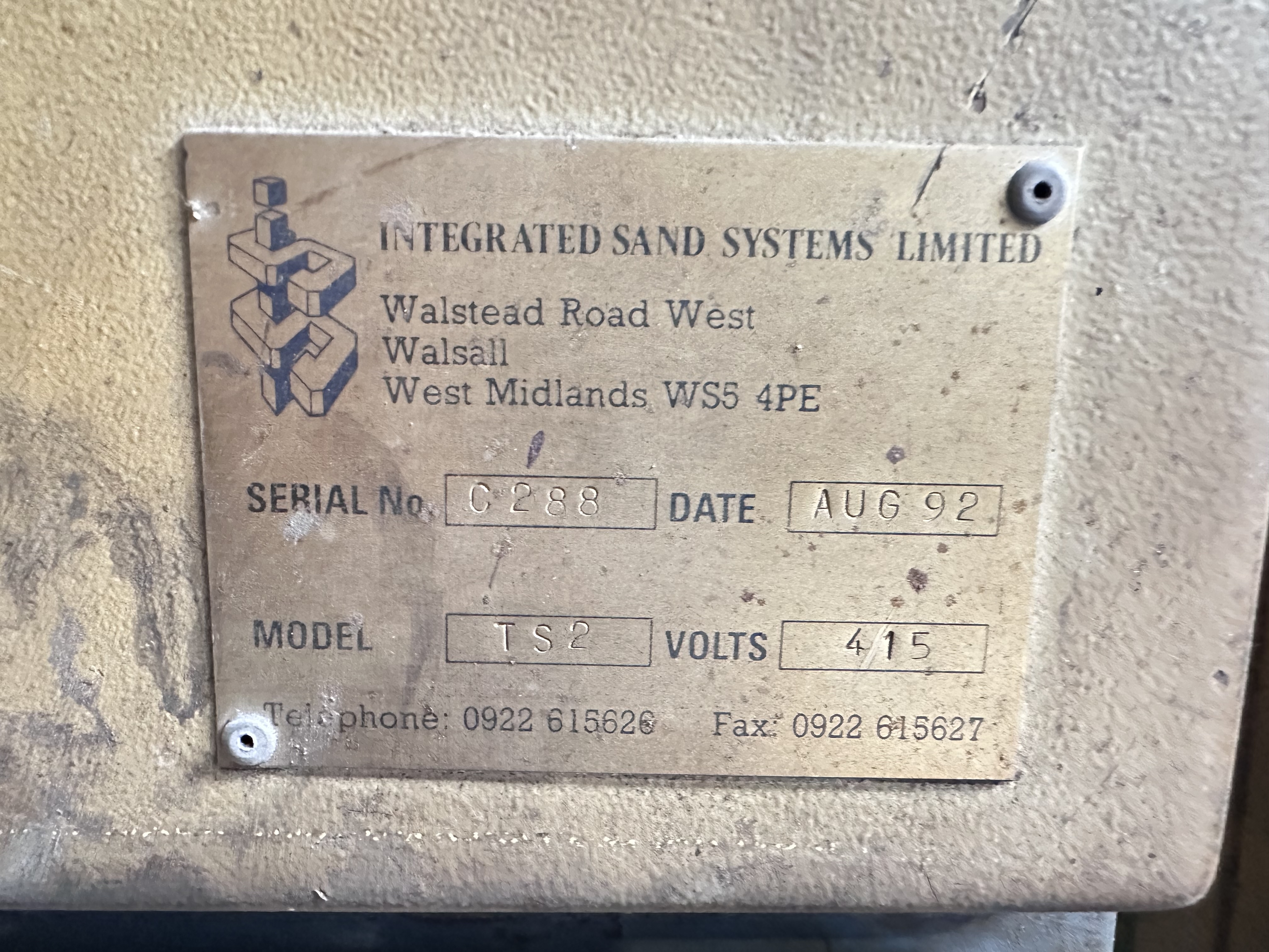 Integrated Sand Systems Ltd TS2 Airset Sand / Binder Mixer