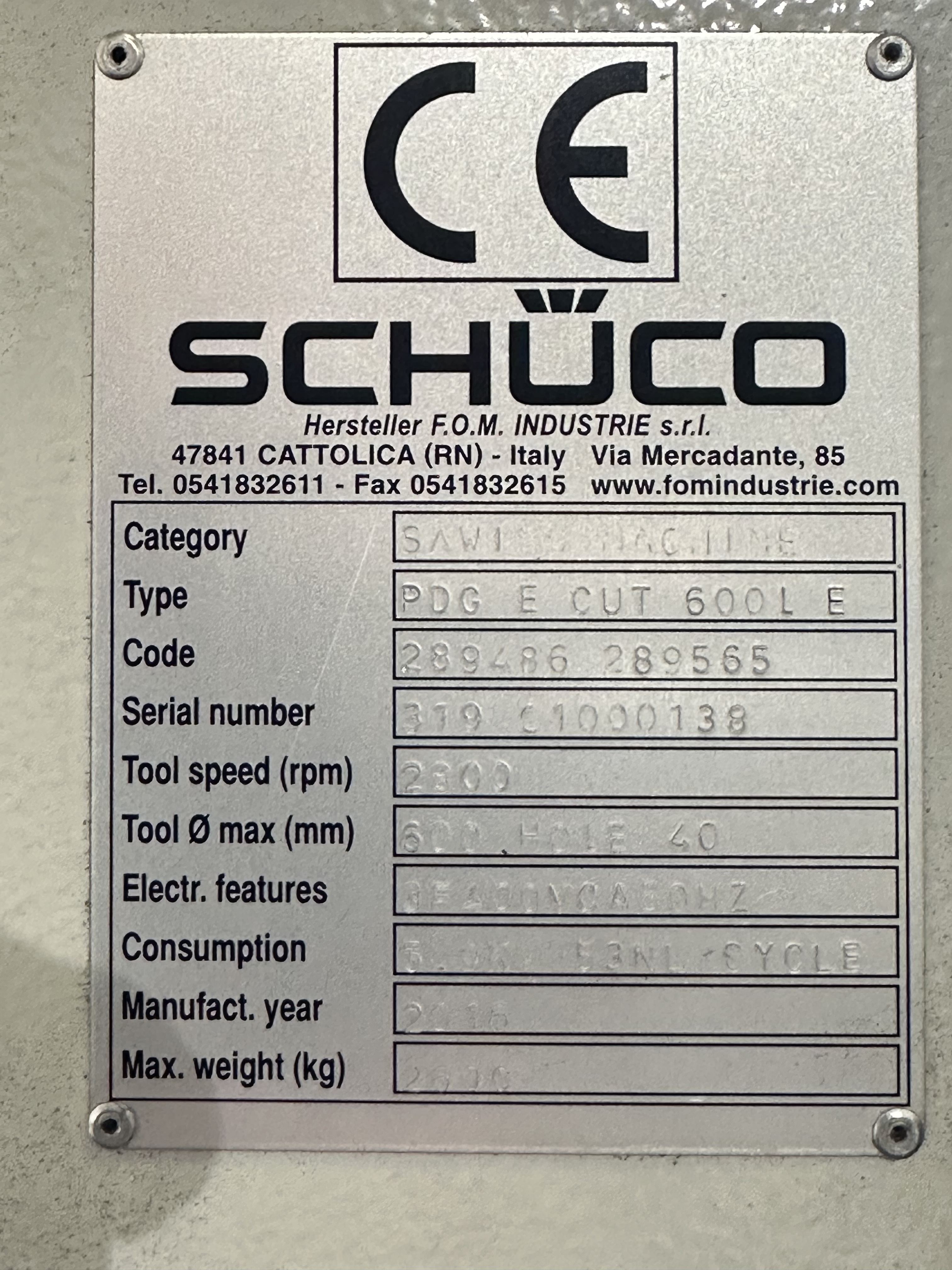 Schuco PDG E Cut 600 LE Profile Sawing Machine (2016)