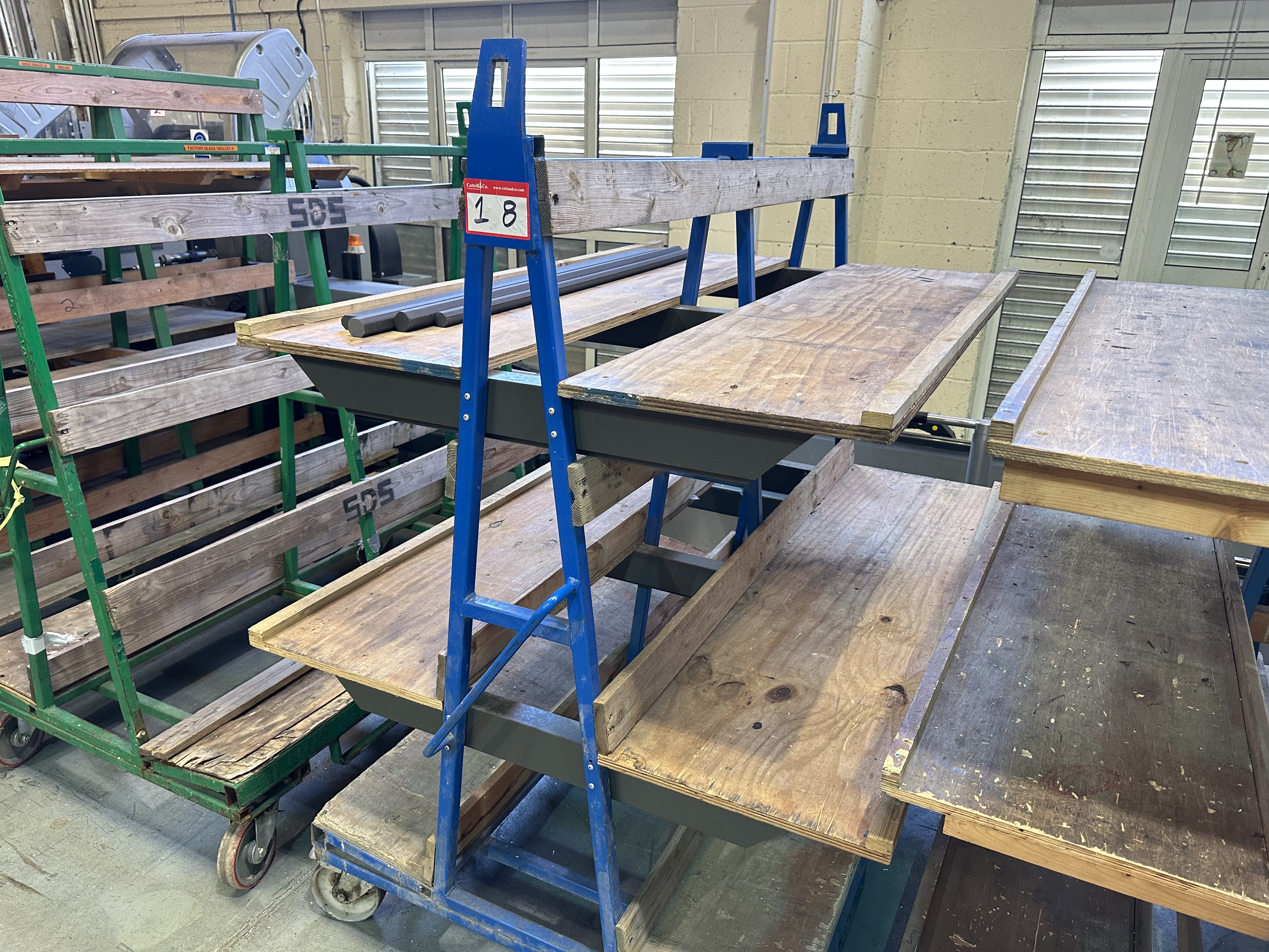A Frame Glass/Shelving Trolleys, Qty 7