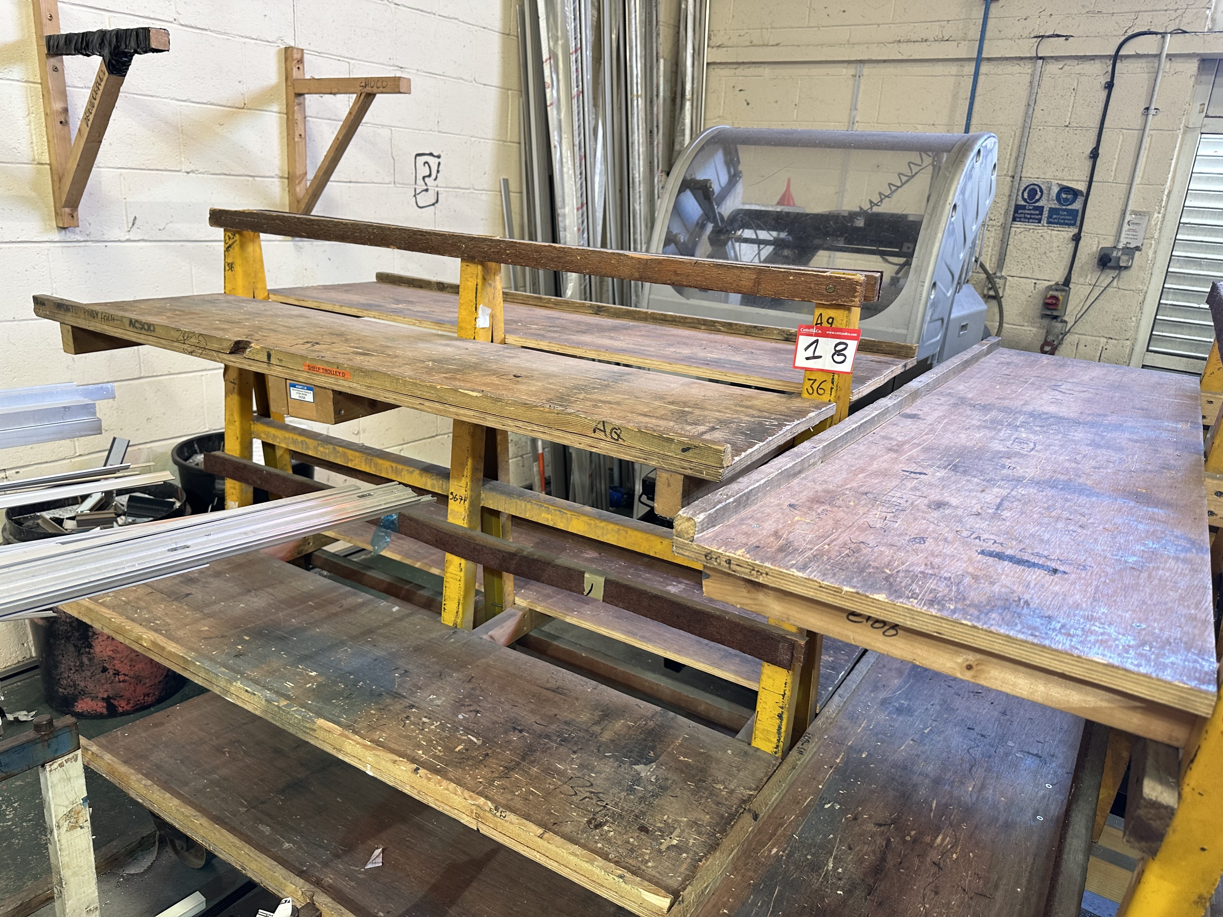 A Frame Glass/Shelving Trolleys, Qty 7