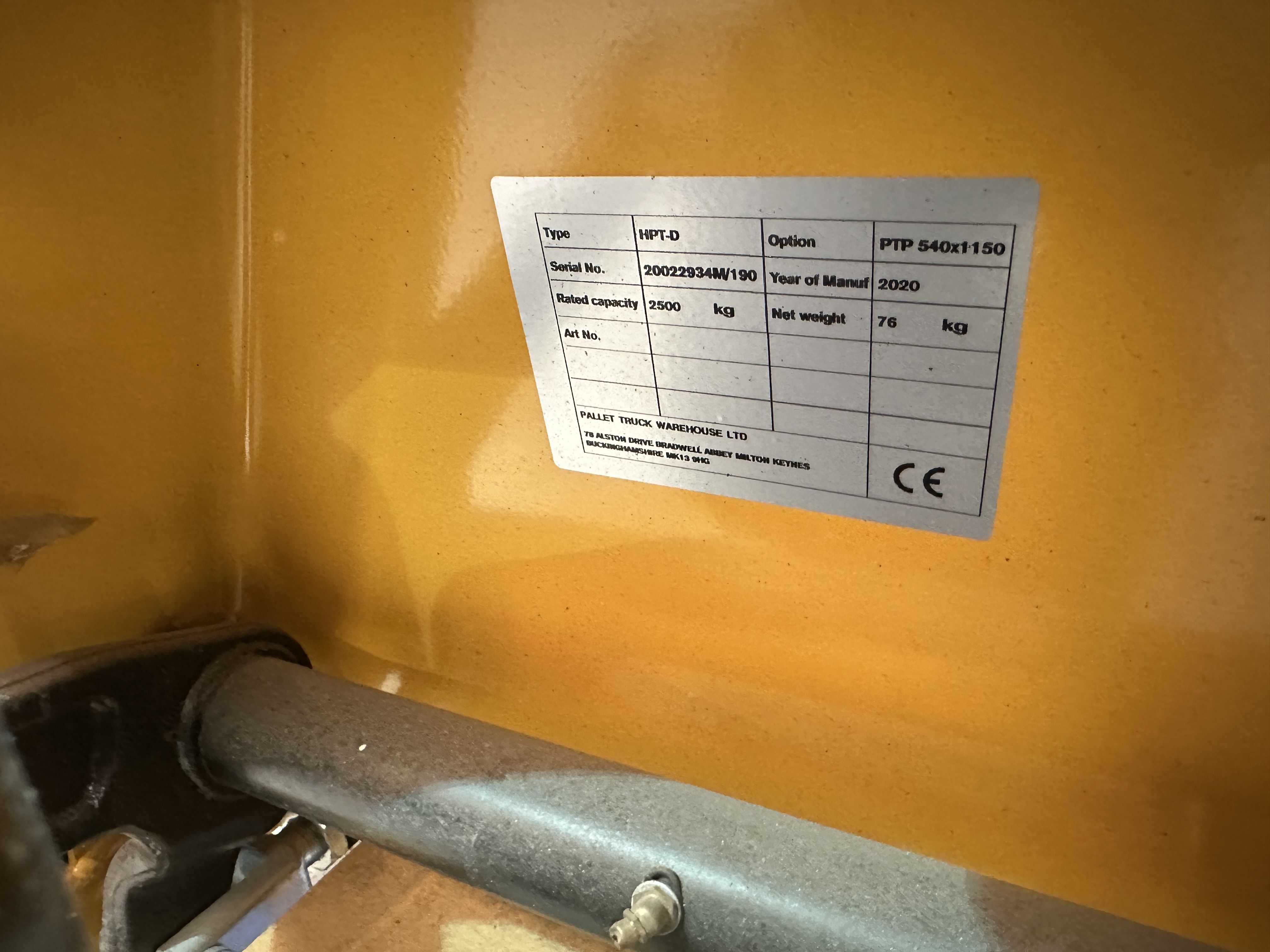Pallet Truck HPT-D, Capacity 2500kg, Forks 540 x 1150mm (2020)