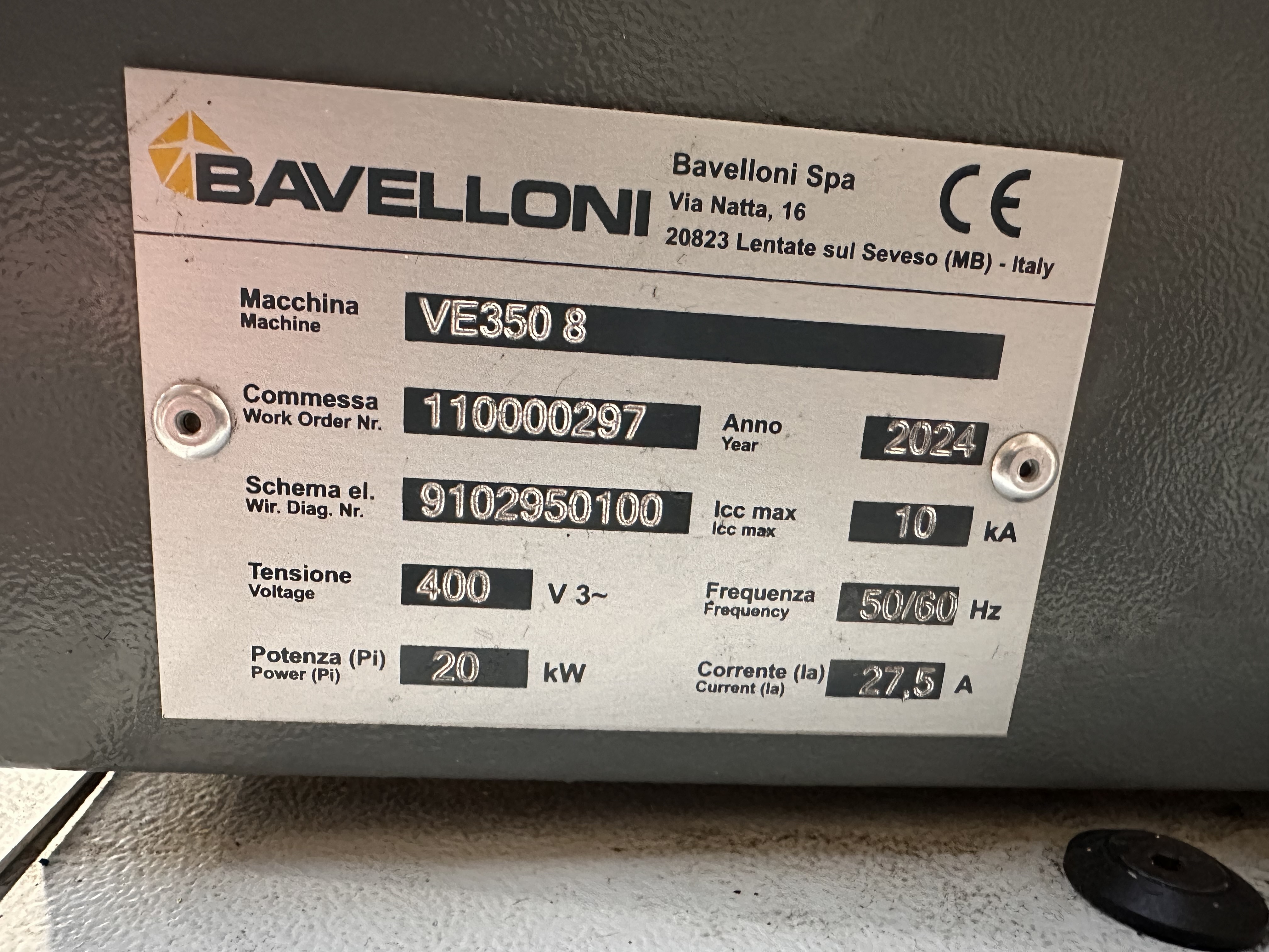 Bavelloni VE350-8 Straight-Line Vertical Edging Machine (2024)