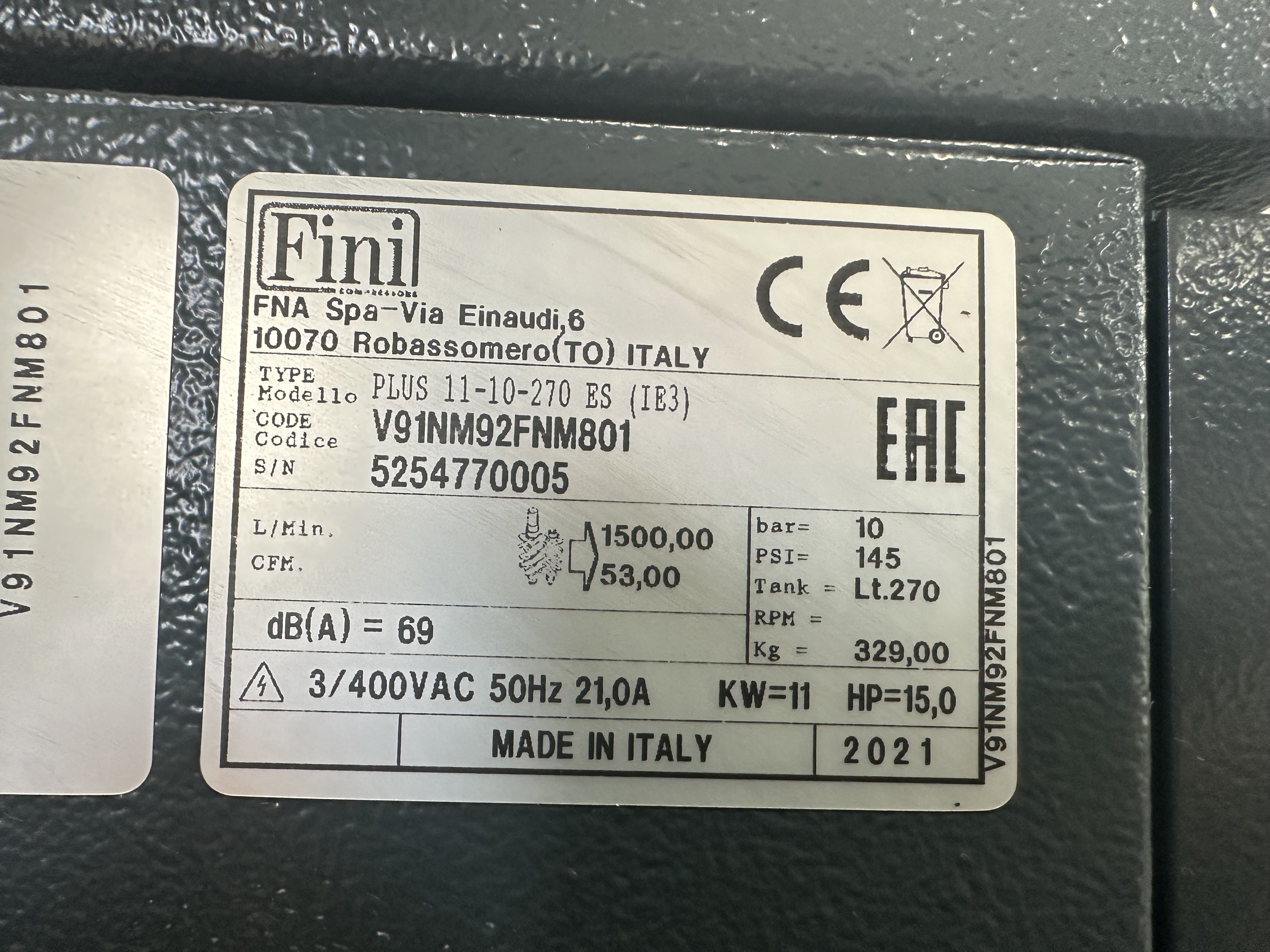Fini Industrial Plus 11-10-270ES Air Compressor