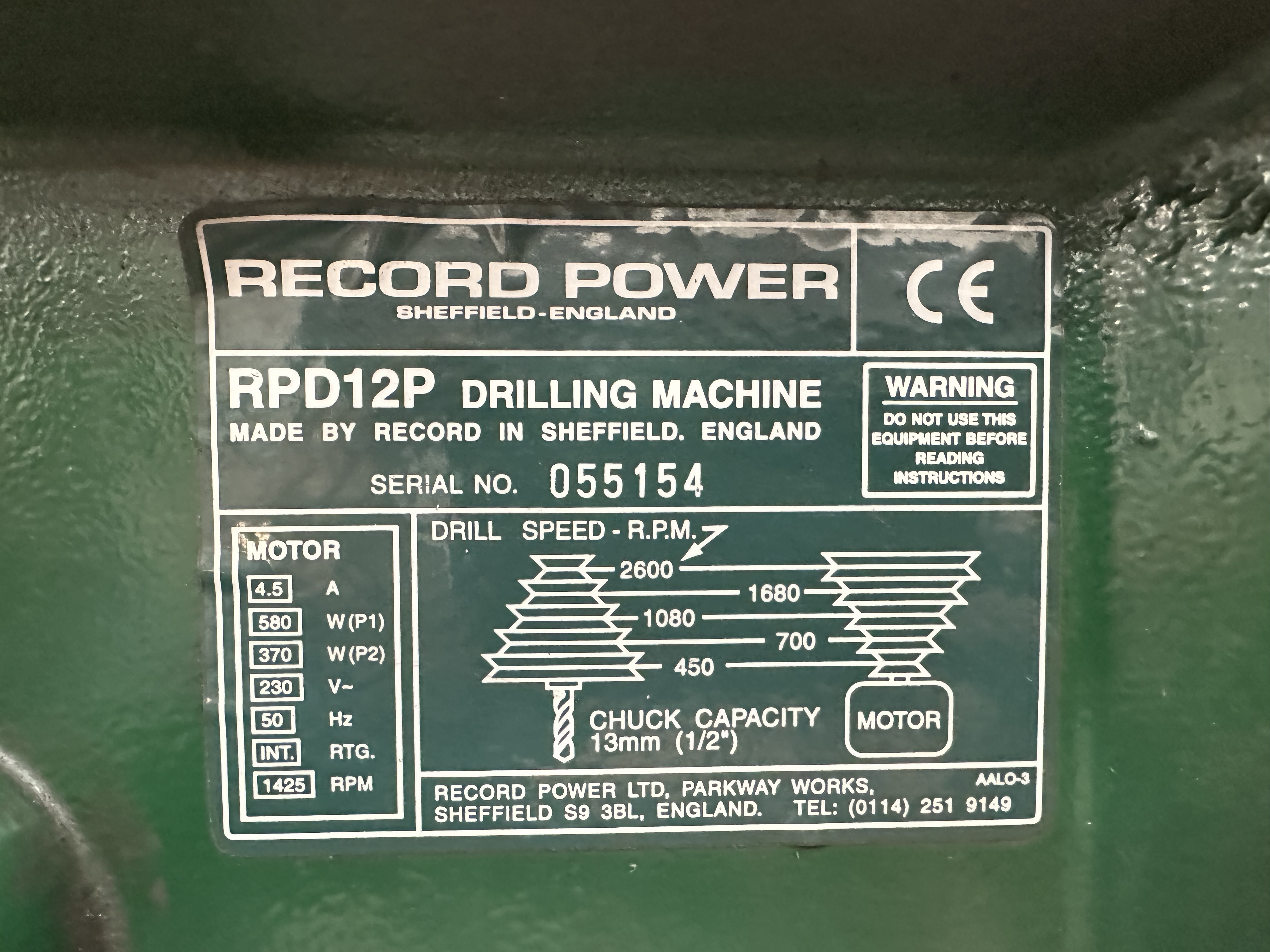 Record Power RPD12P Pillar Drill
