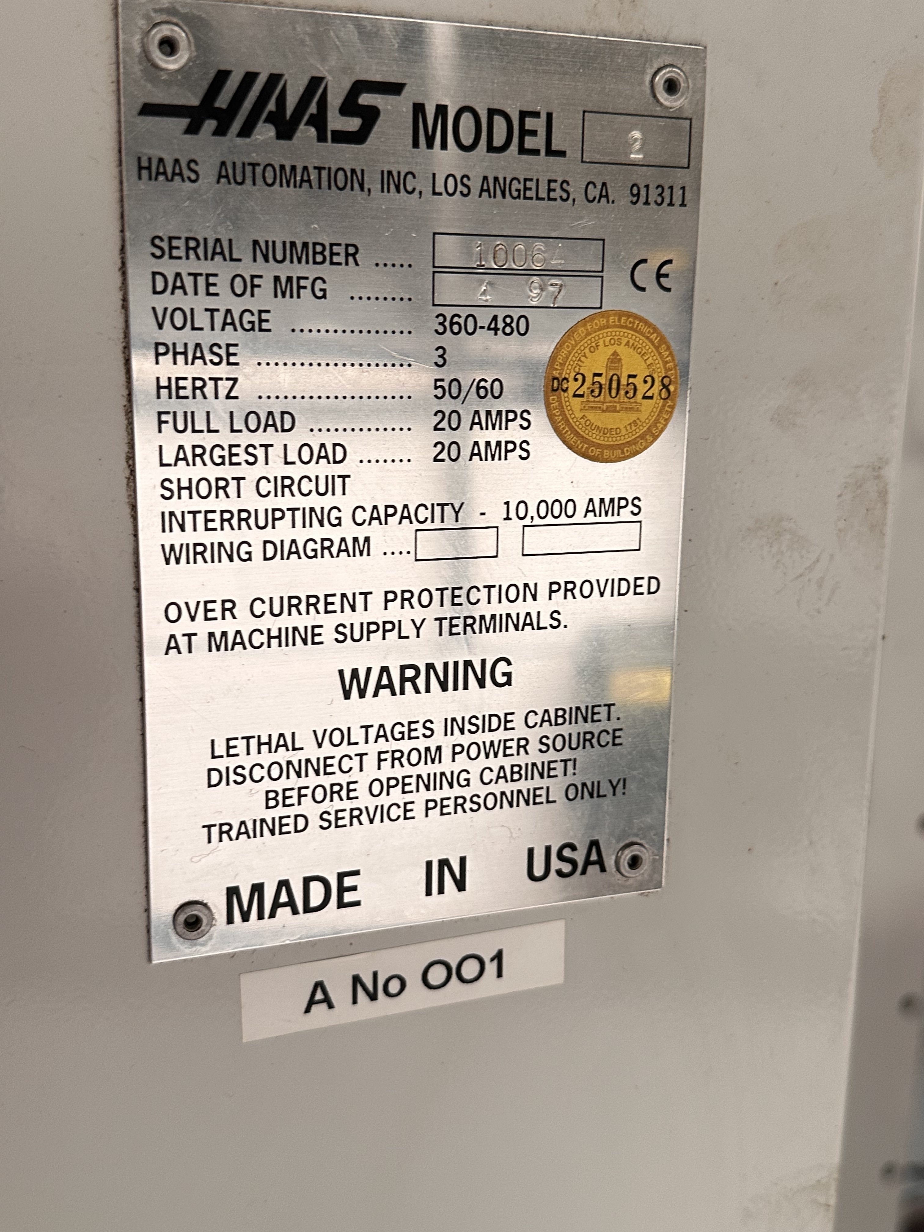 Haas VF-2 CNC Vertical Machining Centre with Haas Control. (04/1997)