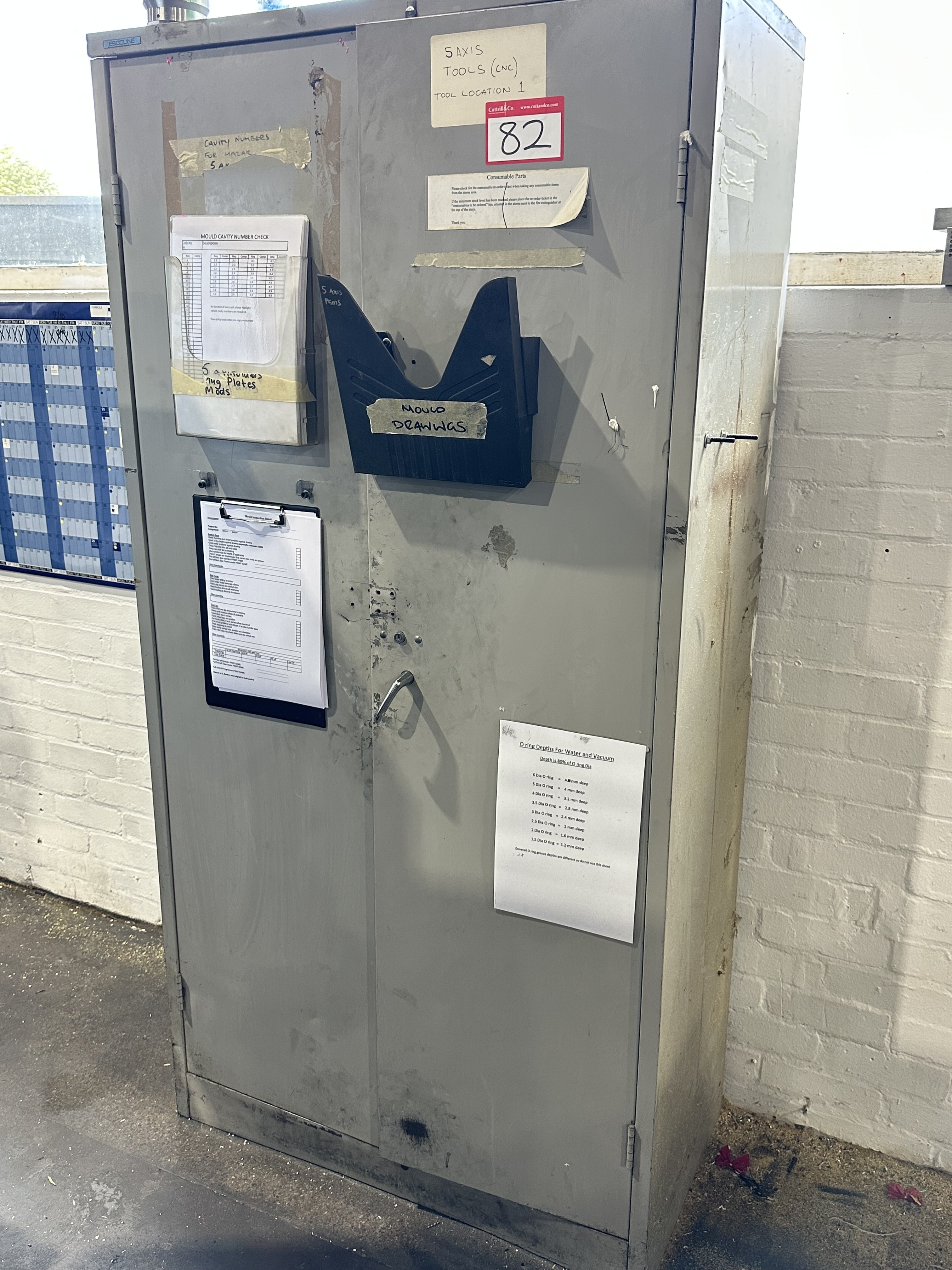 Various ER Collets, Drills & Cutters in 2 Door Cabinet