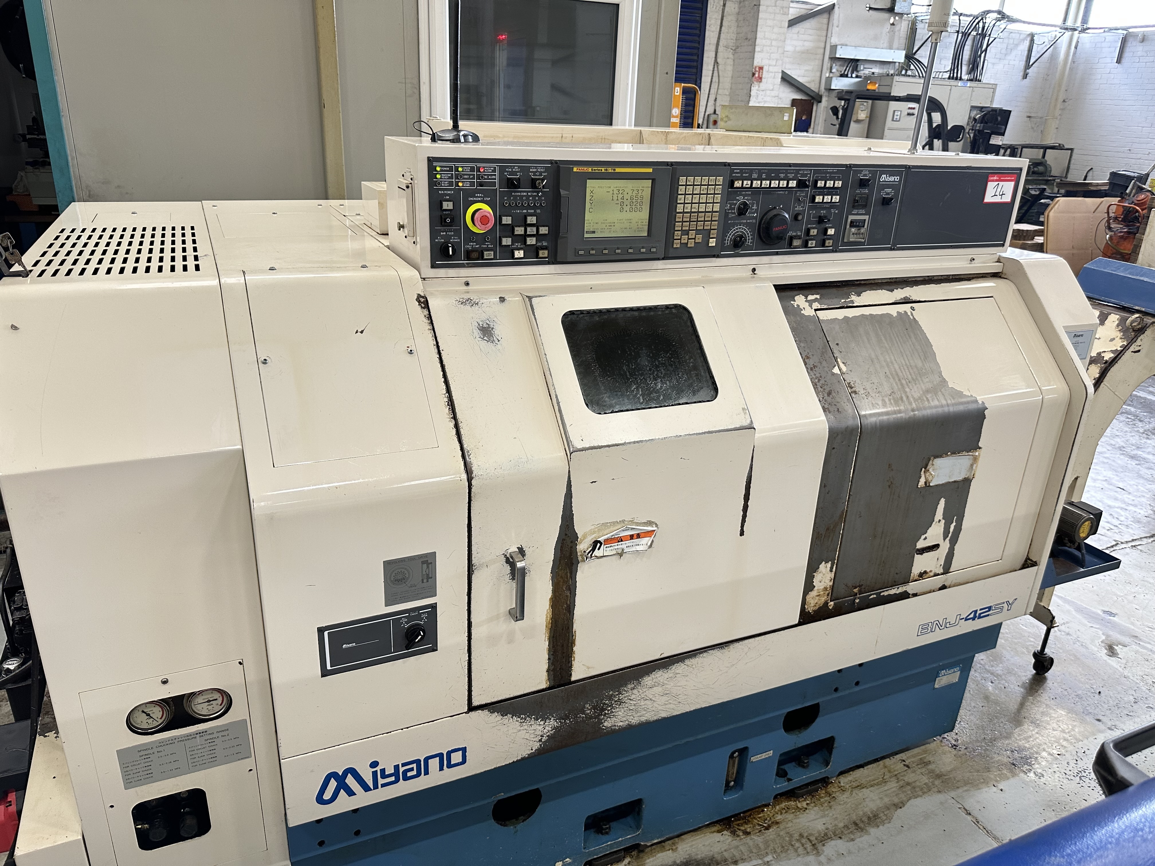 Miyano BNJ-42SY Fixed Headstock Lathe 7 Axis with Fanuc 18i-TB CNC Control. (2006)