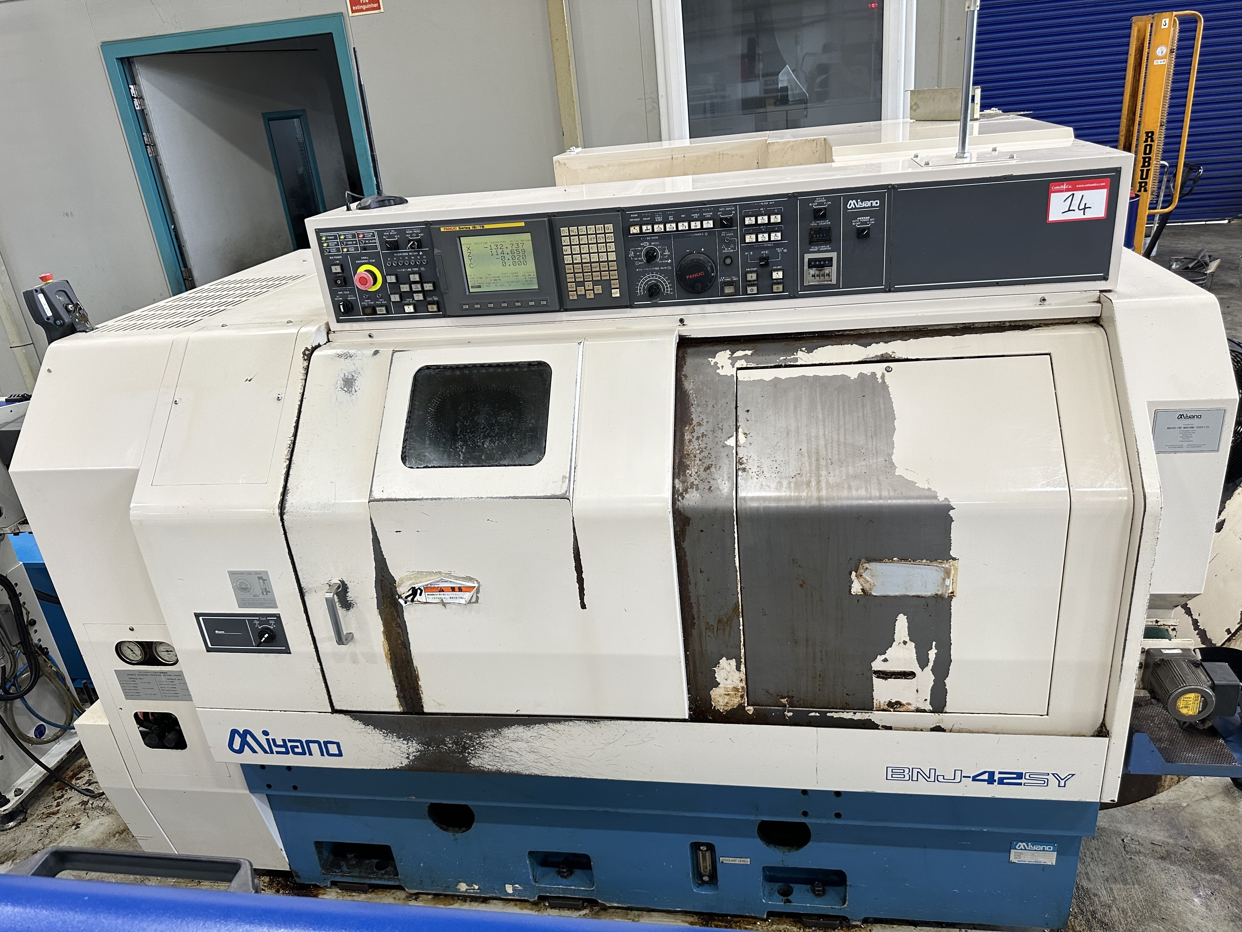 Miyano BNJ-42SY Fixed Headstock Lathe 7 Axis with Fanuc 18i-TB CNC Control. (2006)