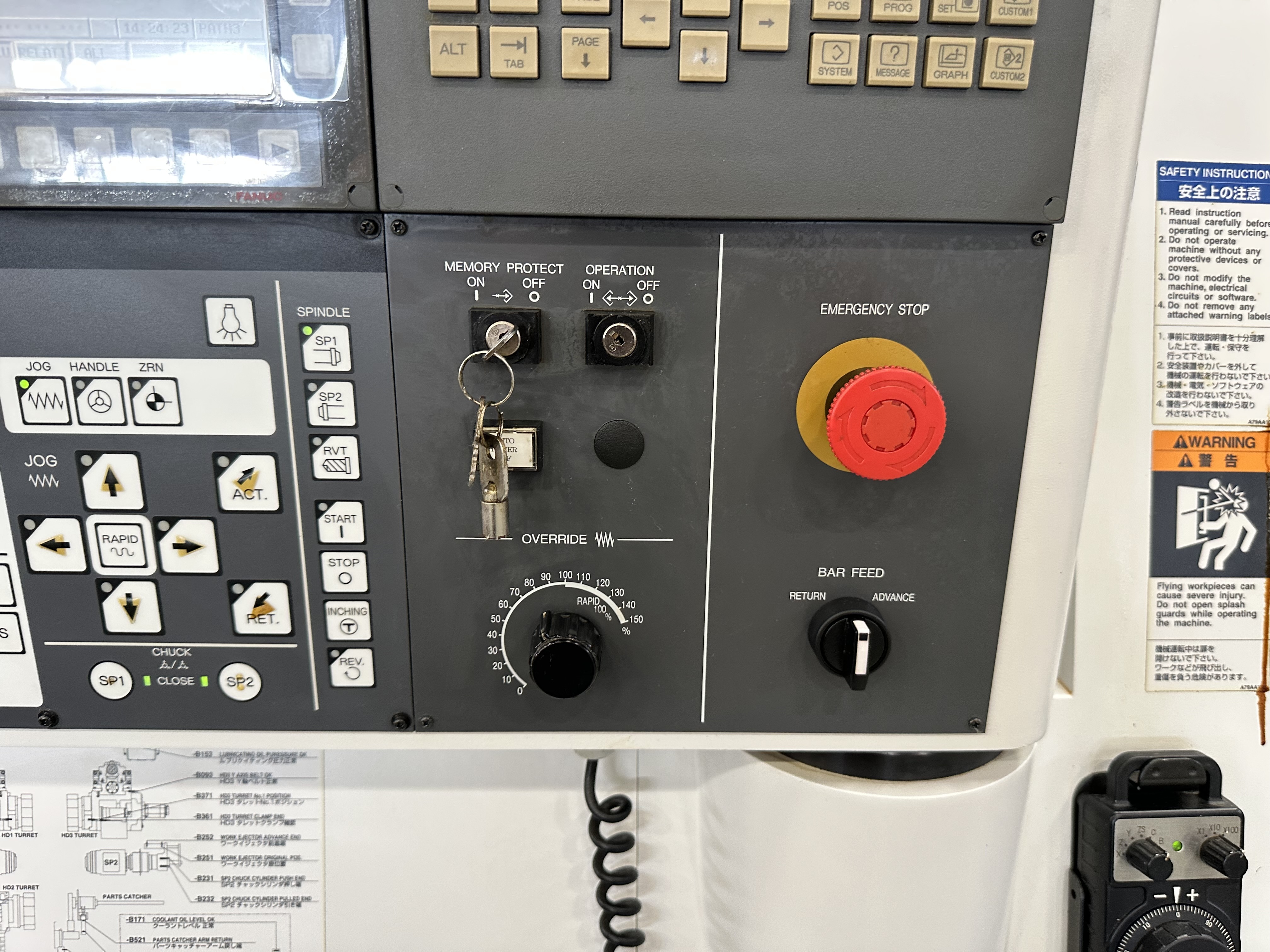 Miyano ABX-64THY2 Twin Spindle Fixed Head Stock Lathe with Fanuc Series 31i Model B CNC Control (2014)