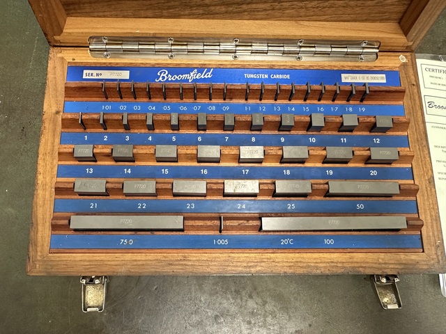 Set of Grade 0 Broomfield Metric Tungsten Carbide Slip Gauges