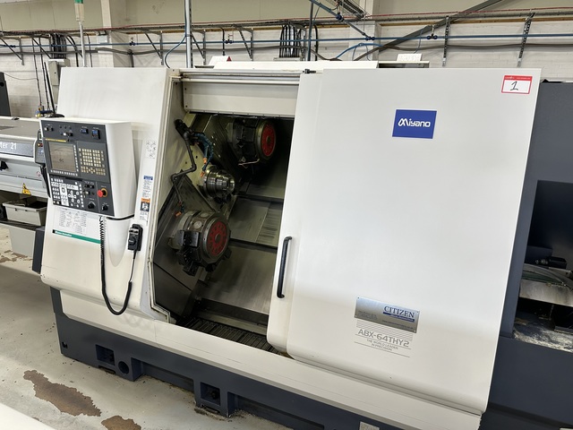 Miyano ABX-64THY2 Twin Spindle Fixed Head Stock Lathe with Fanuc Series 31i Model B CNC Control (2014)