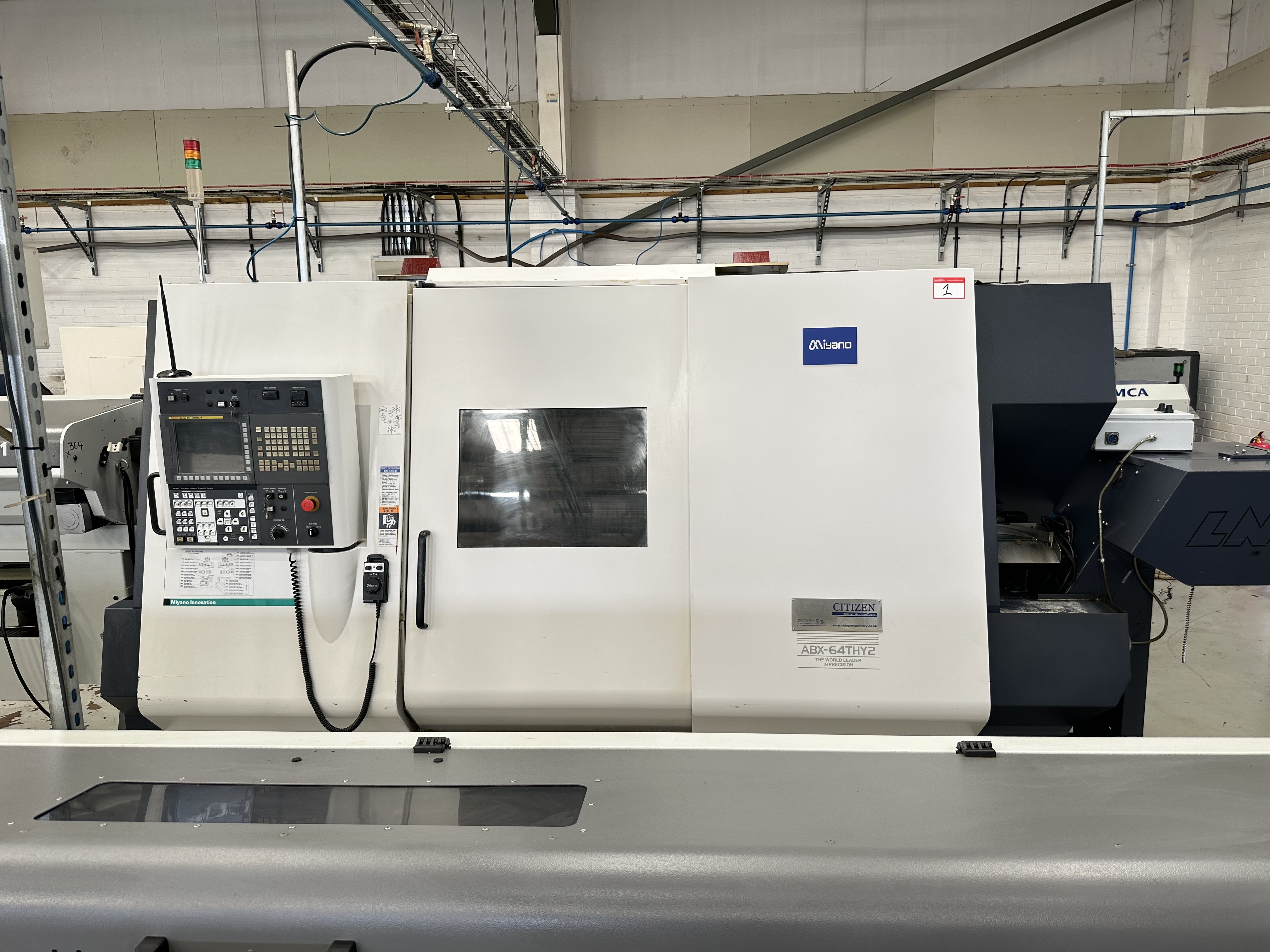 Miyano ABX-64THY2 Twin Spindle Fixed Head Stock Lathe with Fanuc Series 31i Model B CNC Control (2014)