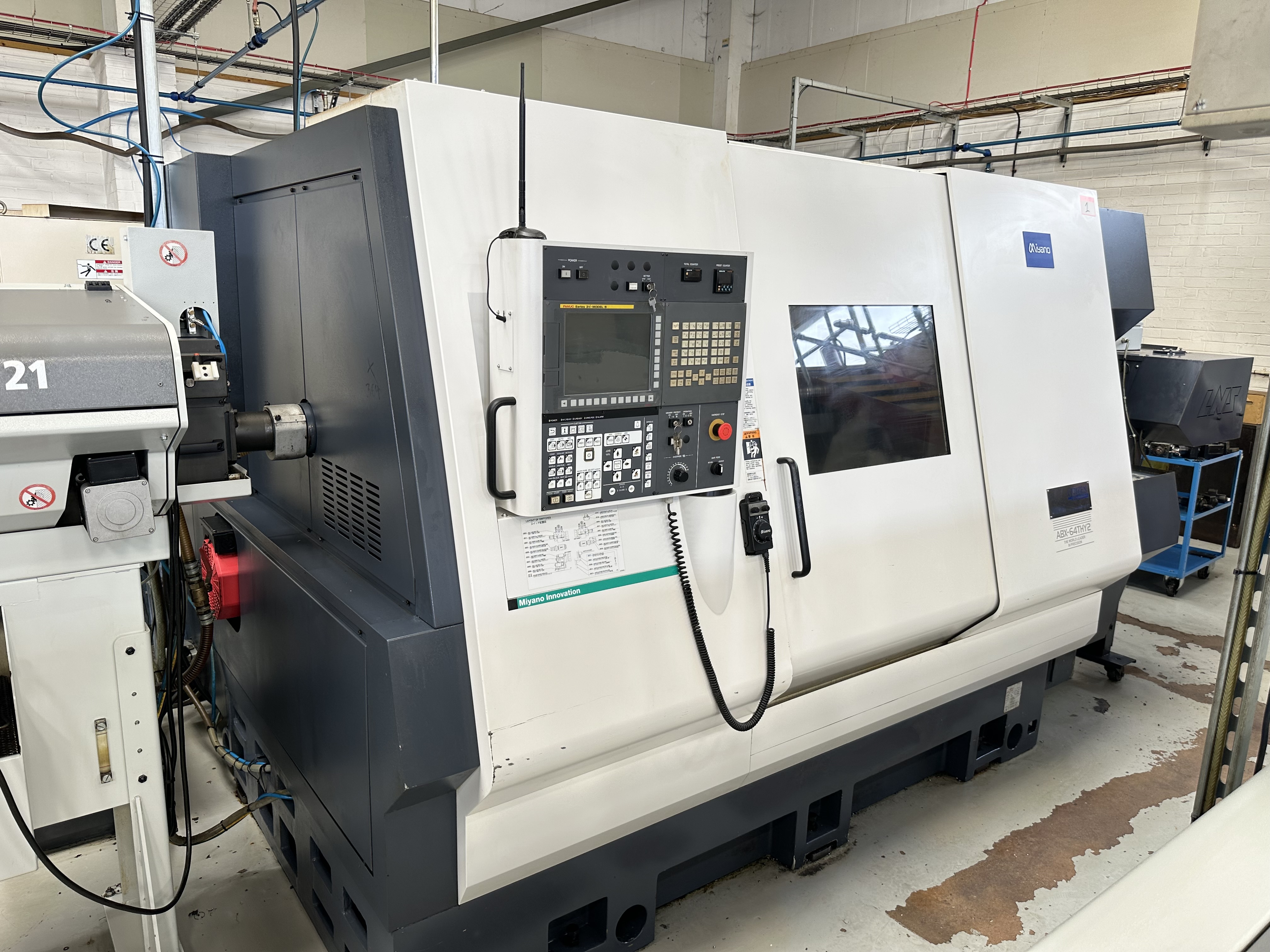 Miyano ABX-64THY2 Twin Spindle Fixed Head Stock Lathe with Fanuc Series 31i Model B CNC Control (2014)