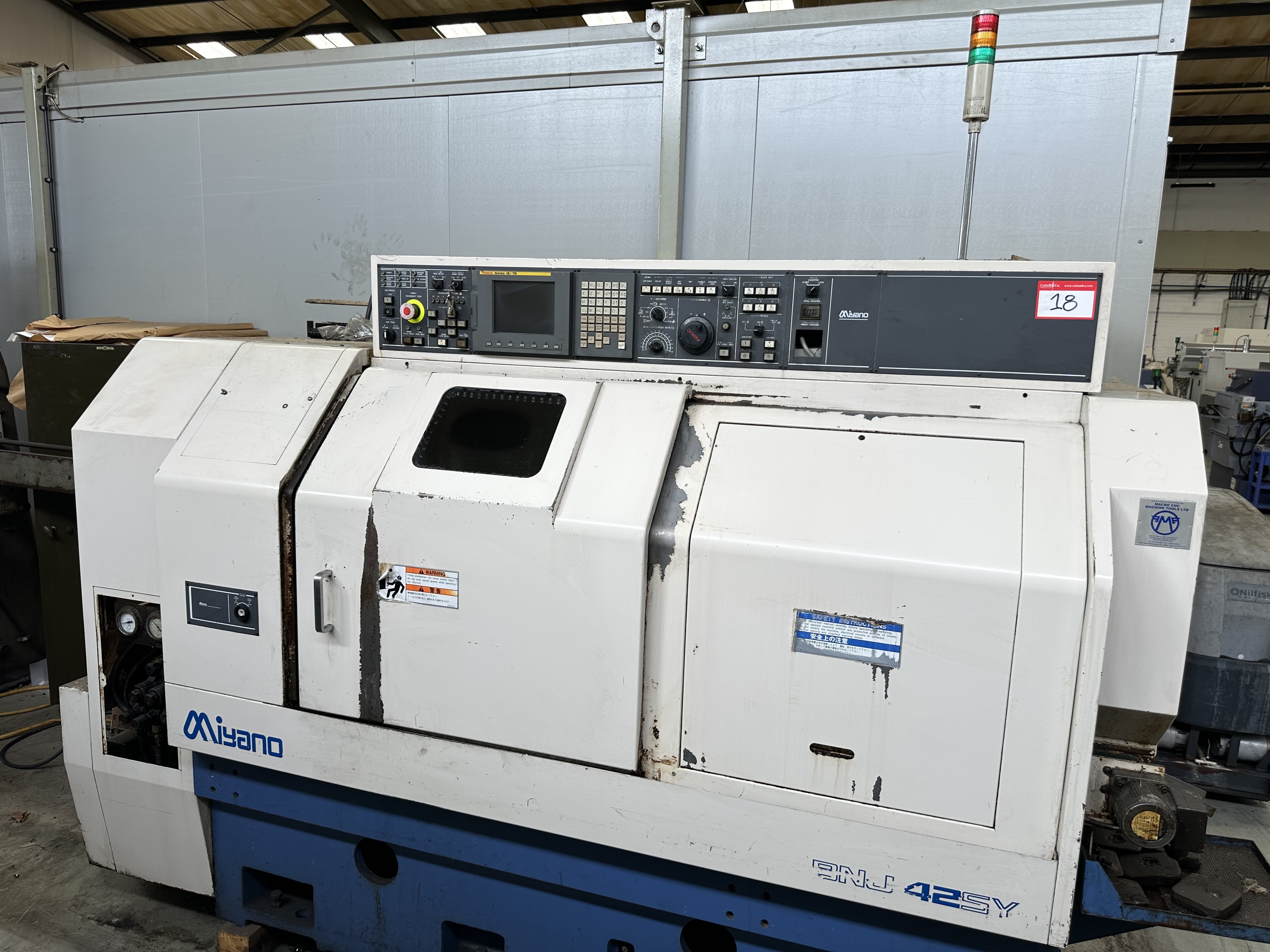 Miyano BNJ42SY Fixed Headstock Lathe 6 Axis with Fanuc Series 18i-TB CNC Control (2005)
